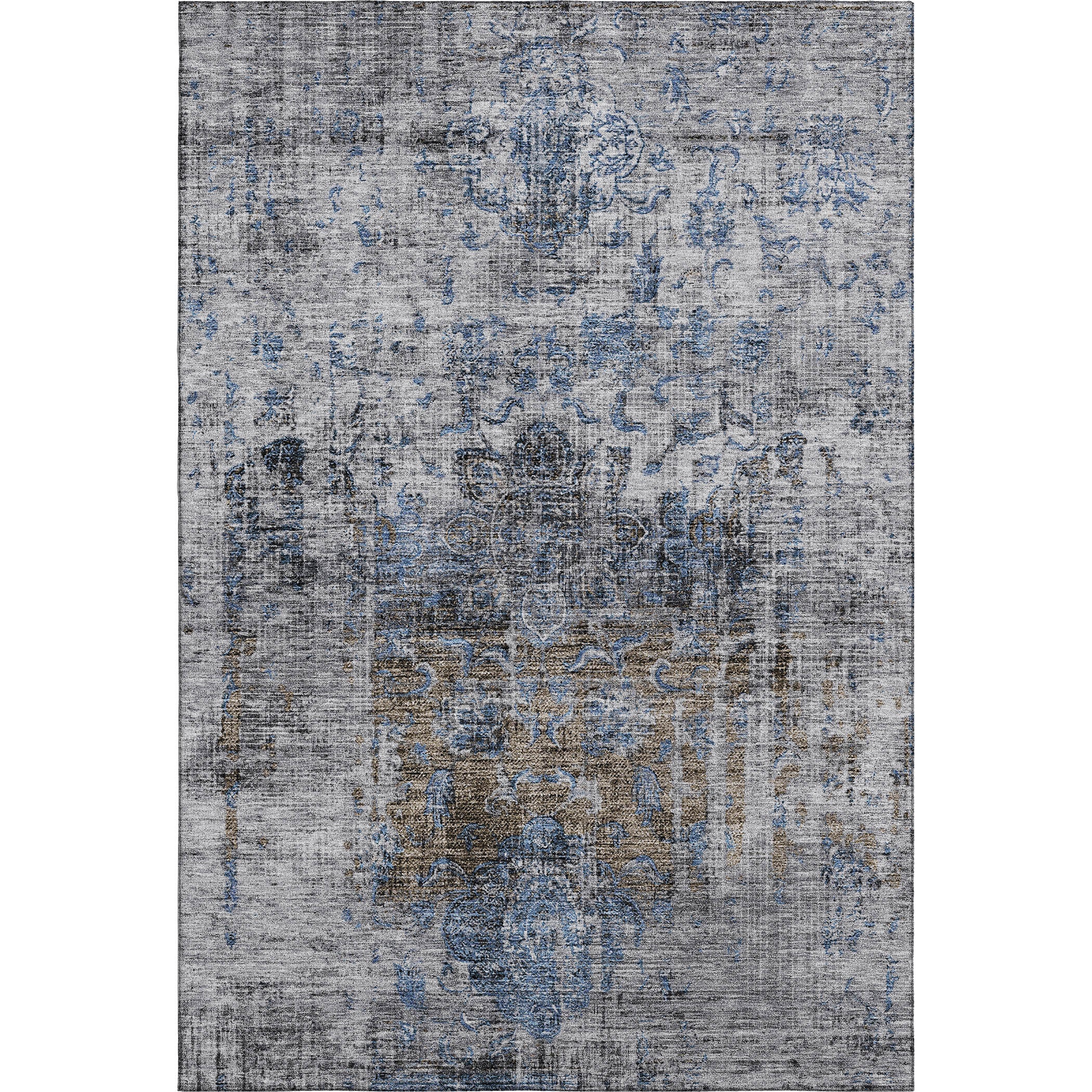 Montevideo Machine Washable Traditional Blue Rug 2'6" x 3'10" #shape_Rectangle