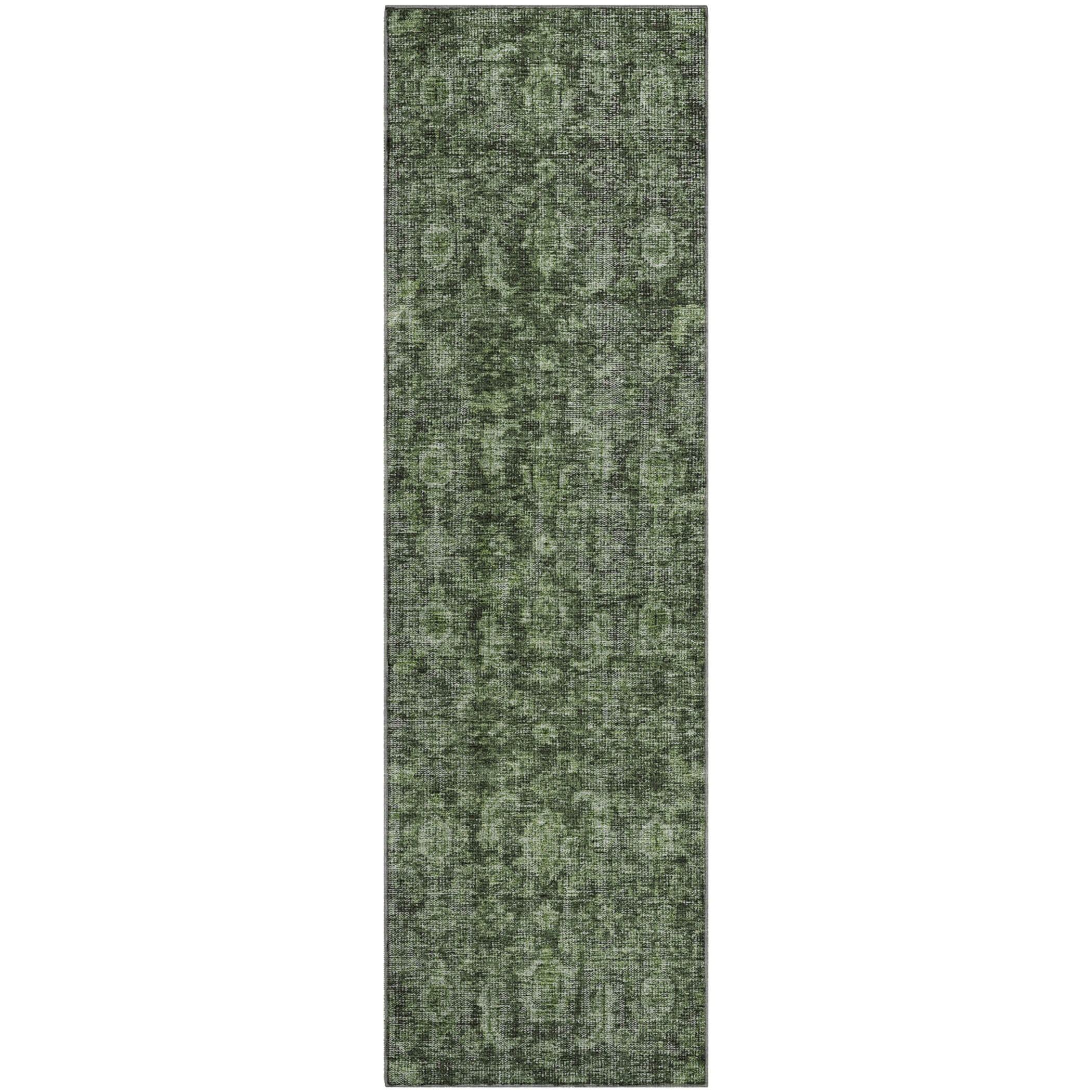Vienna Machine Washable Transitional Cactus Green Rug 2'3" x 7'6" #shape_Runner