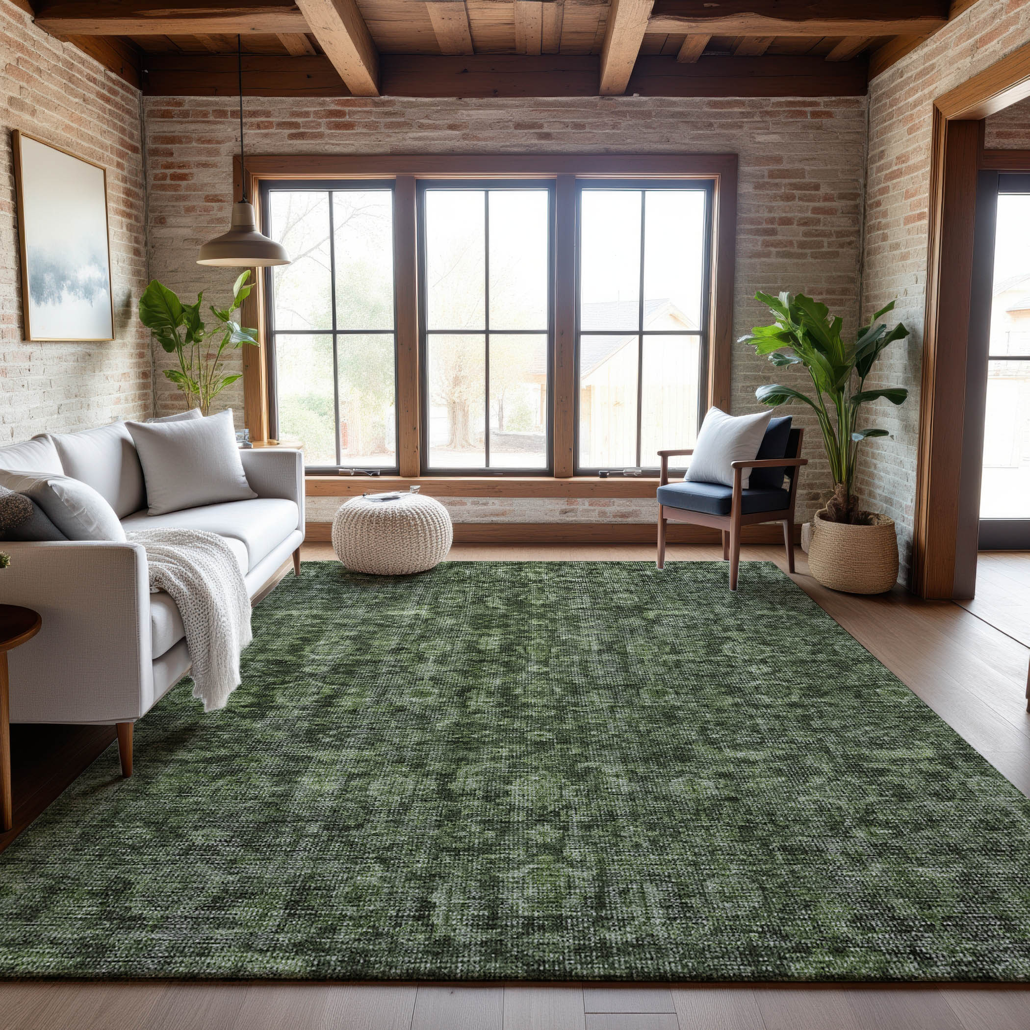 Vienna Machine Washable Transitional Cactus Green Rug 2'6" x 3'10" #shape_Rectangle