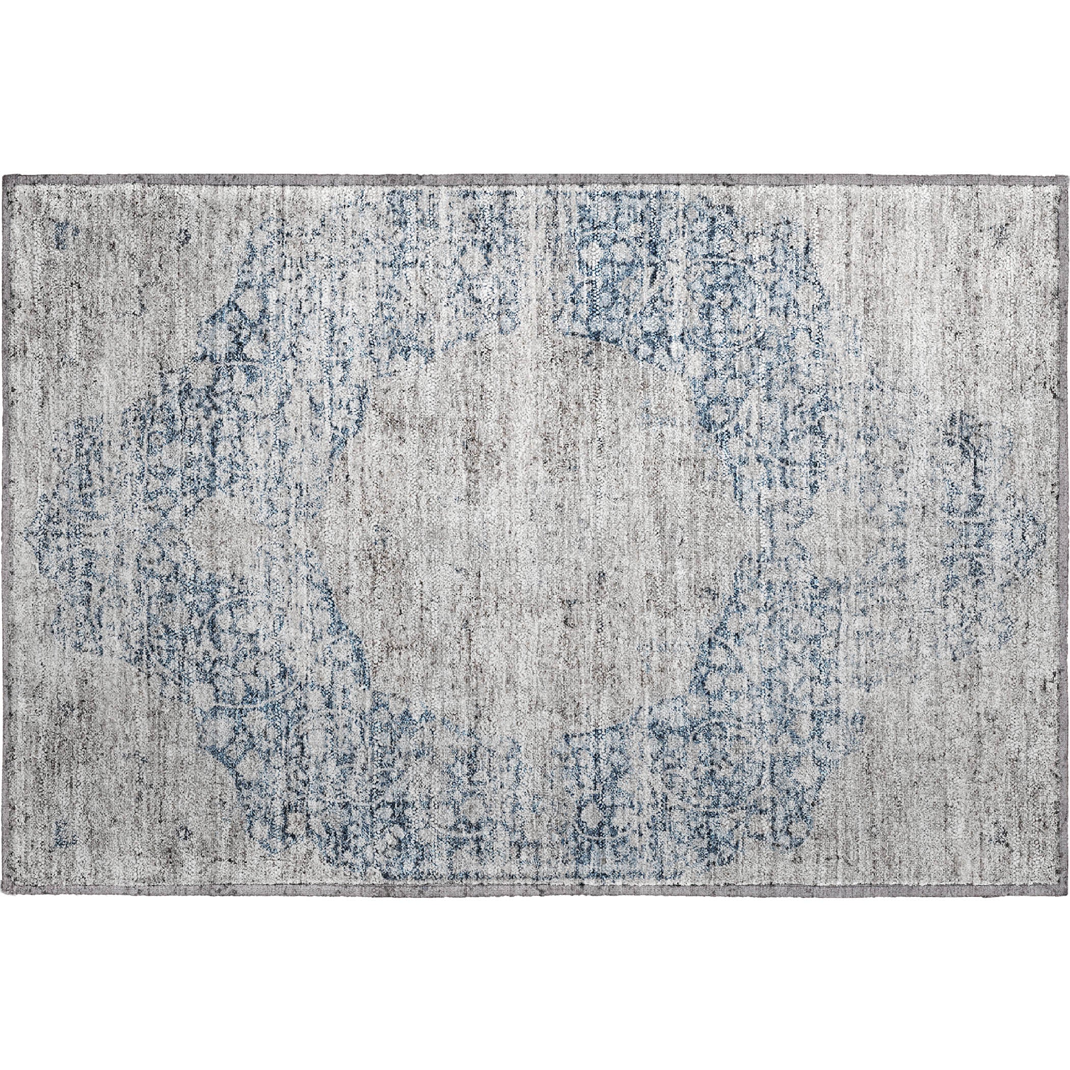 Bergen Machine Washable Traditional Blue Rug 1'8" x 2'6" #shape_Rectangle