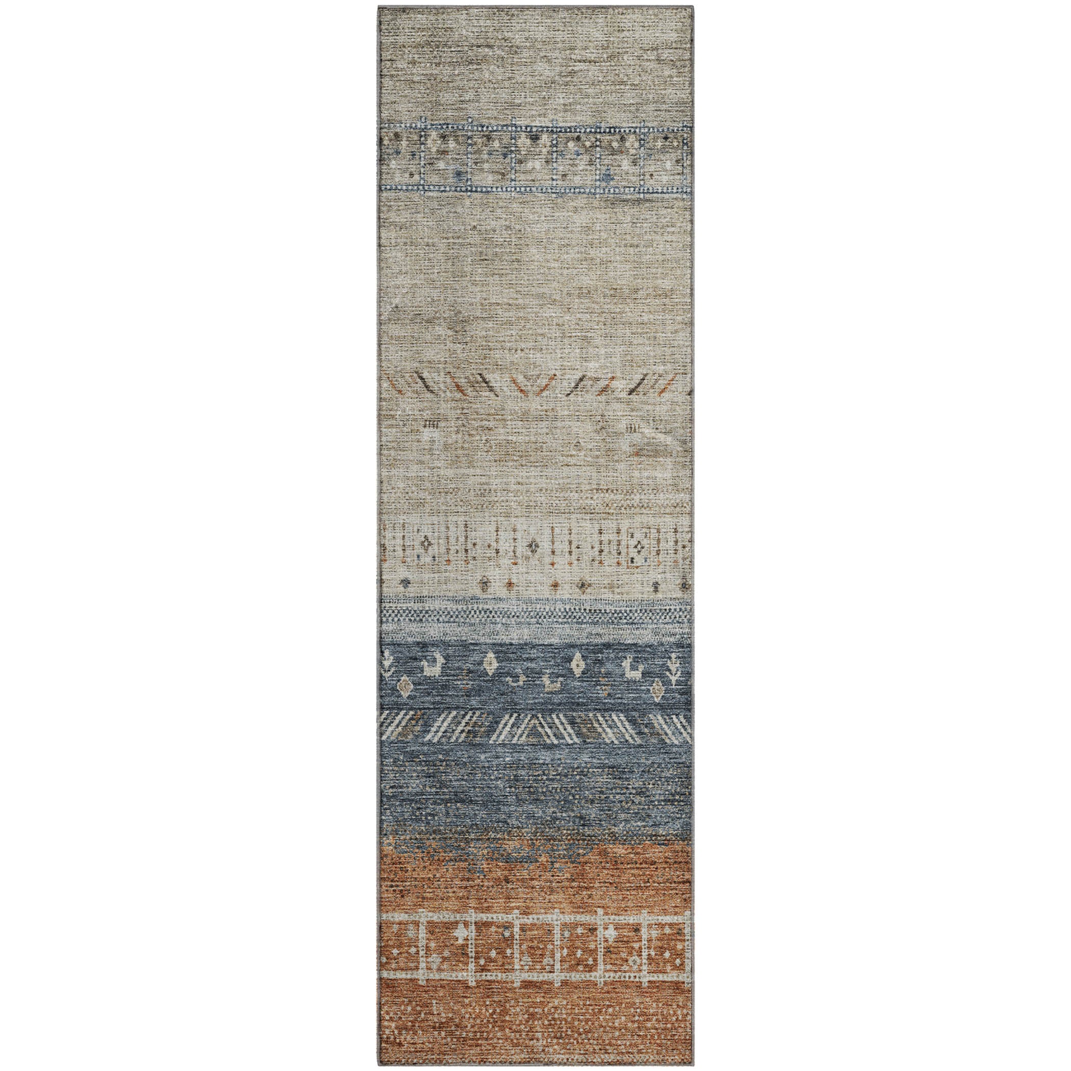 Cusco Machine Washable Transitional Brown Rug 2'3" x 7'6" #shape_Runner