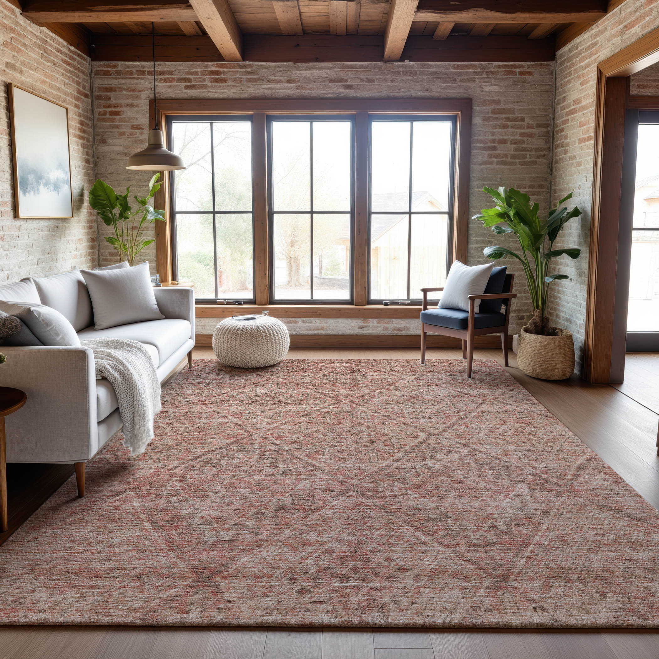 Zanzibar Machine Washable Transitional Pink Rug 2'6" x 3'10" #shape_Rectangle