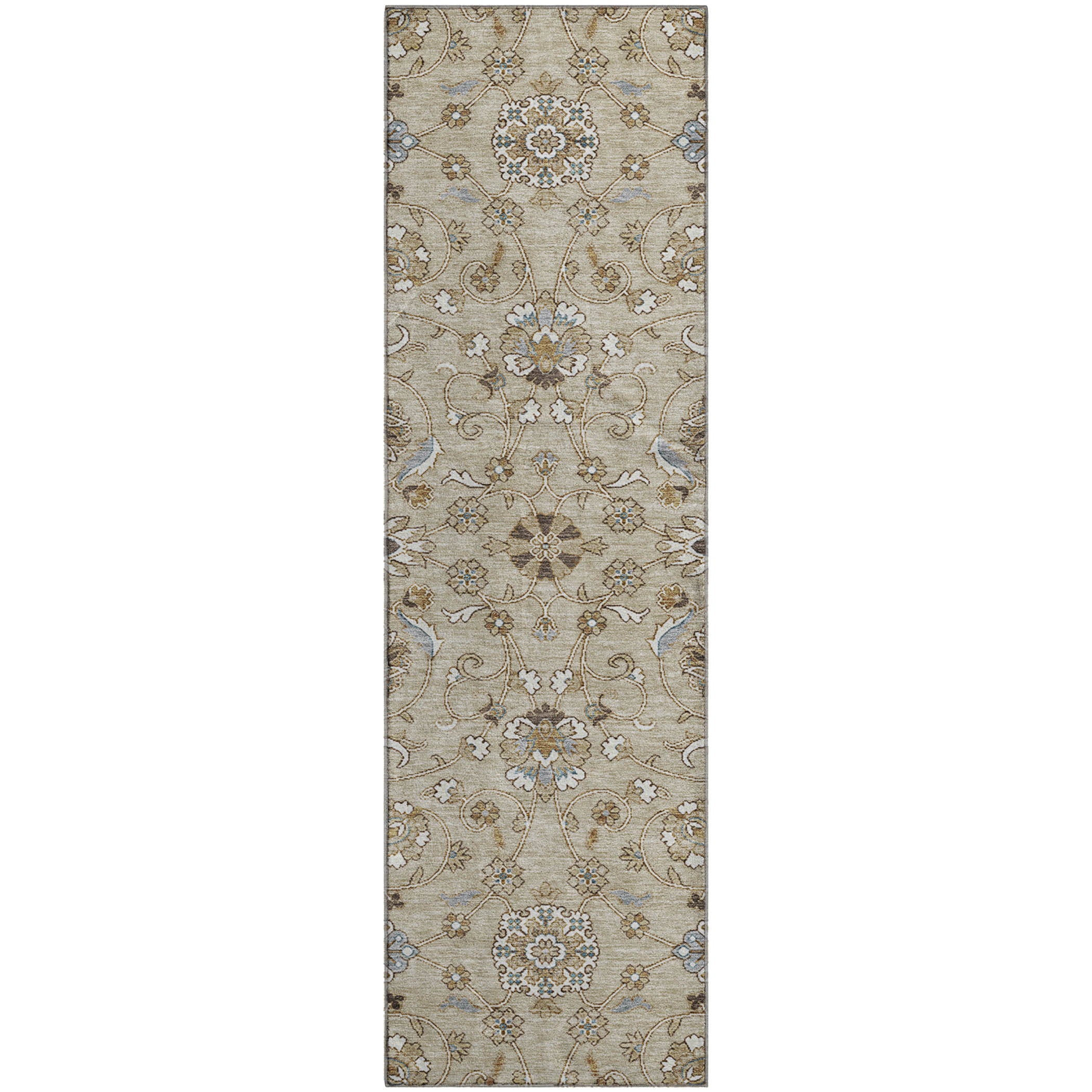 Lucerne Machine Washable Transitional Beige Brown Rug 2'3" x 7'6" #shape_Runner
