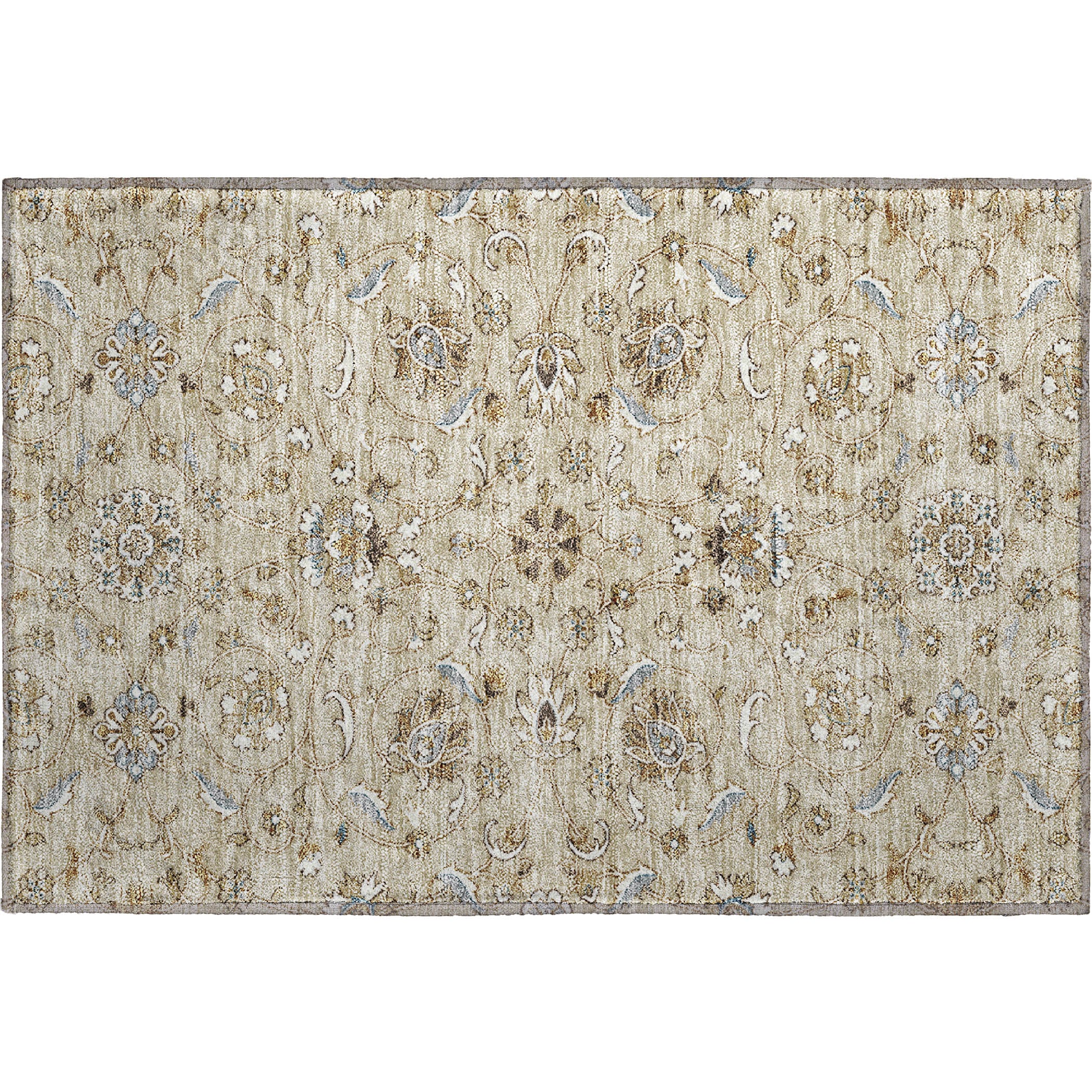 Lucerne Machine Washable Transitional Beige Brown Rug 1'8" x 2'6" #shape_Rectangle
