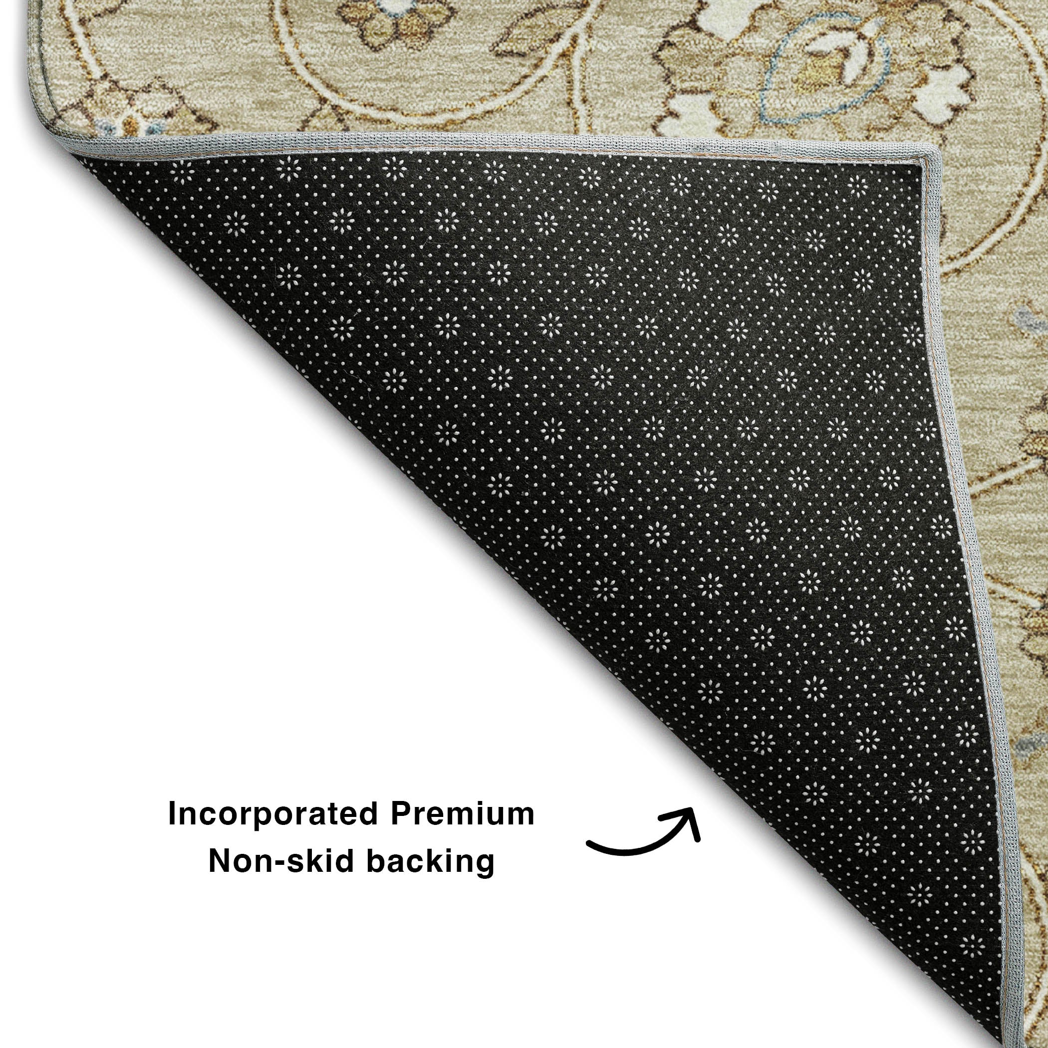 Lucerne Machine Washable Transitional Beige Brown Rug 1'8" x 2'6" #shape_Rectangle