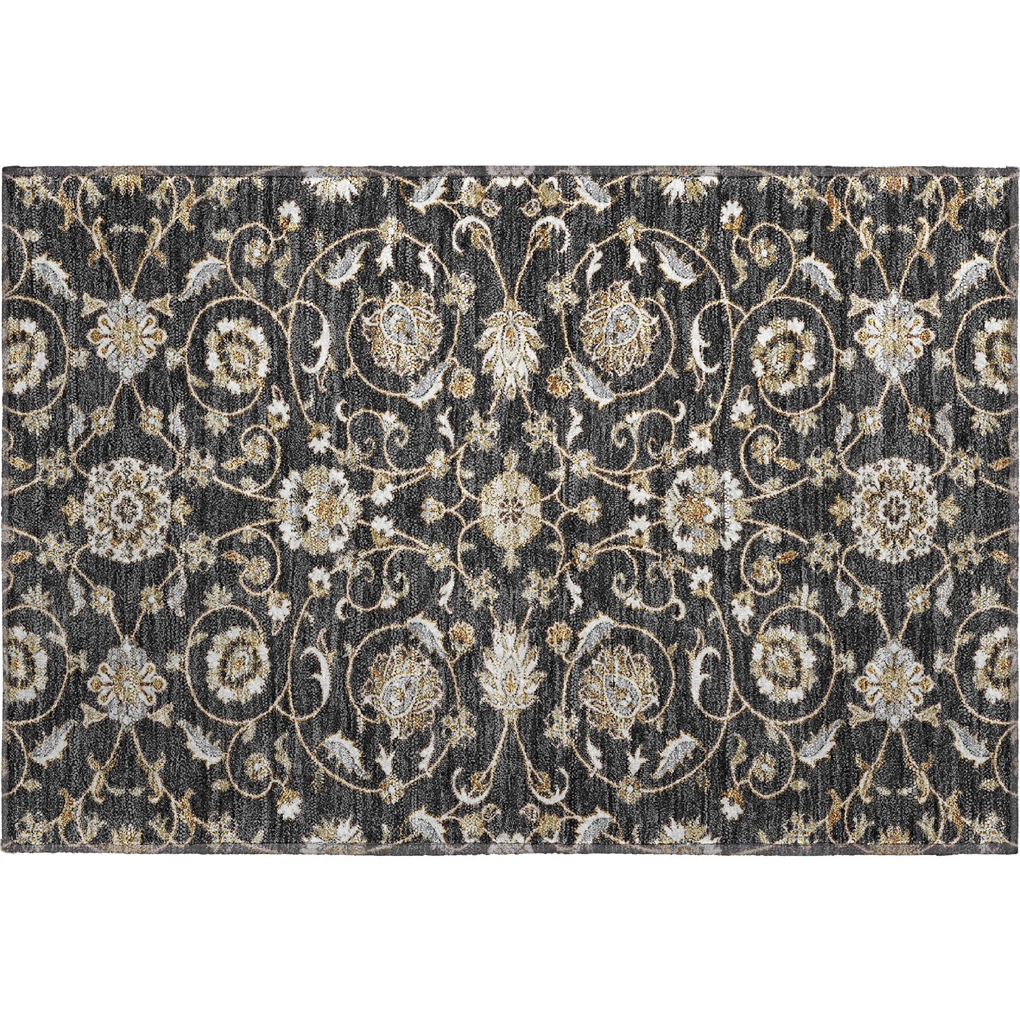 Lucerne Machine Washable Transitional Black Rug 1'8" x 2'6" #shape_Rectangle
