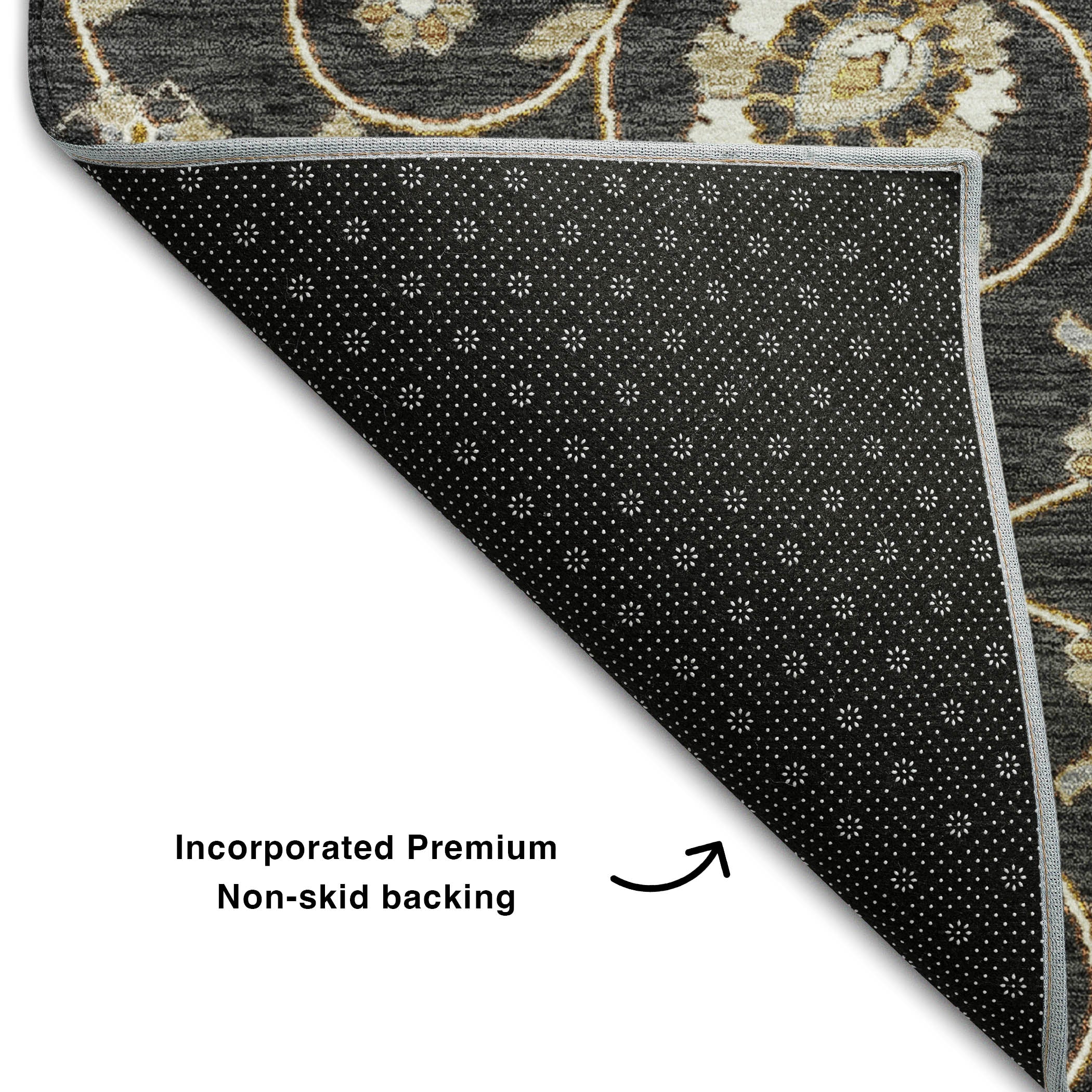 Lucerne Machine Washable Transitional Black Rug 1'8" x 2'6" #shape_Rectangle