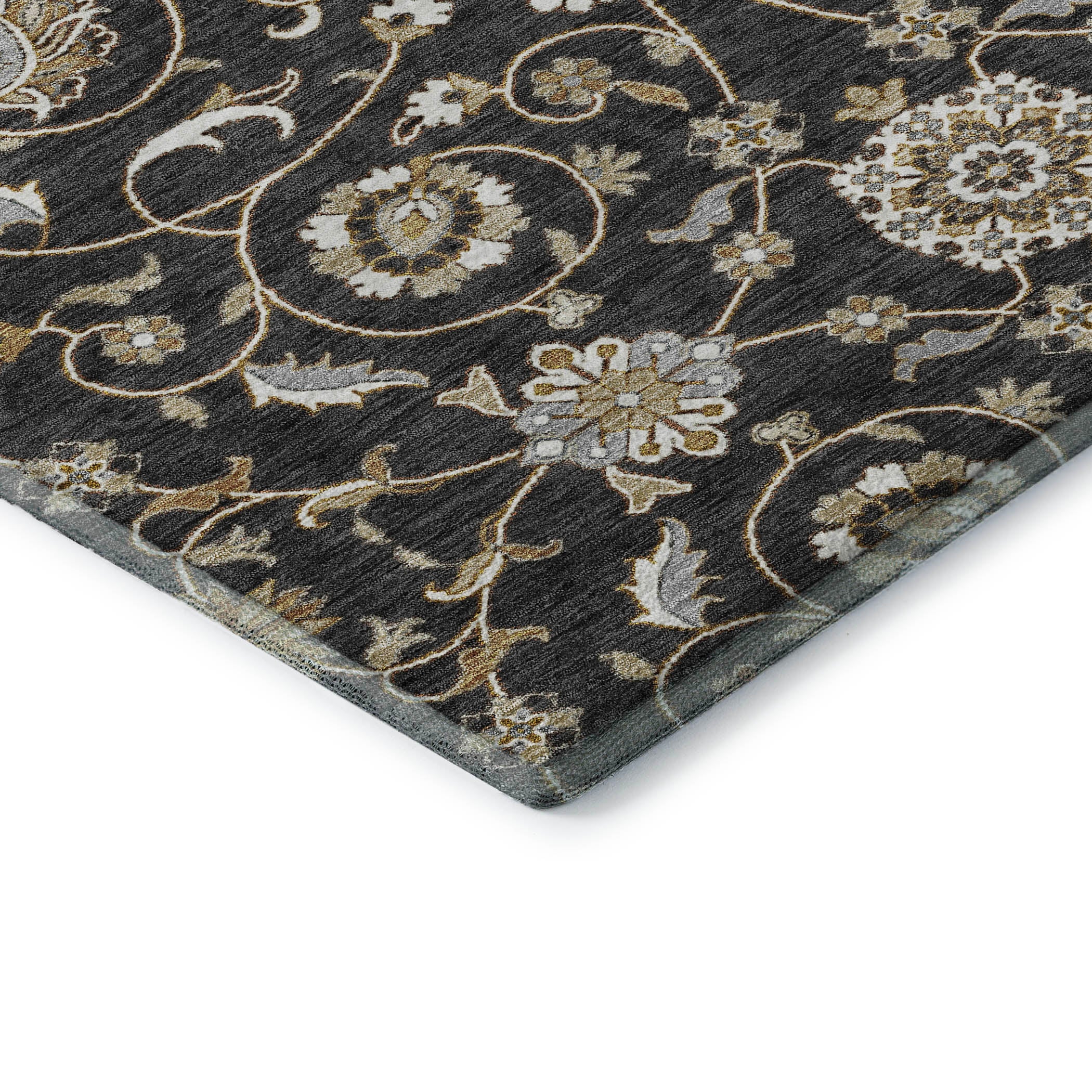 Lucerne Machine Washable Transitional Black Rug 1'8" x 2'6" #shape_Rectangle