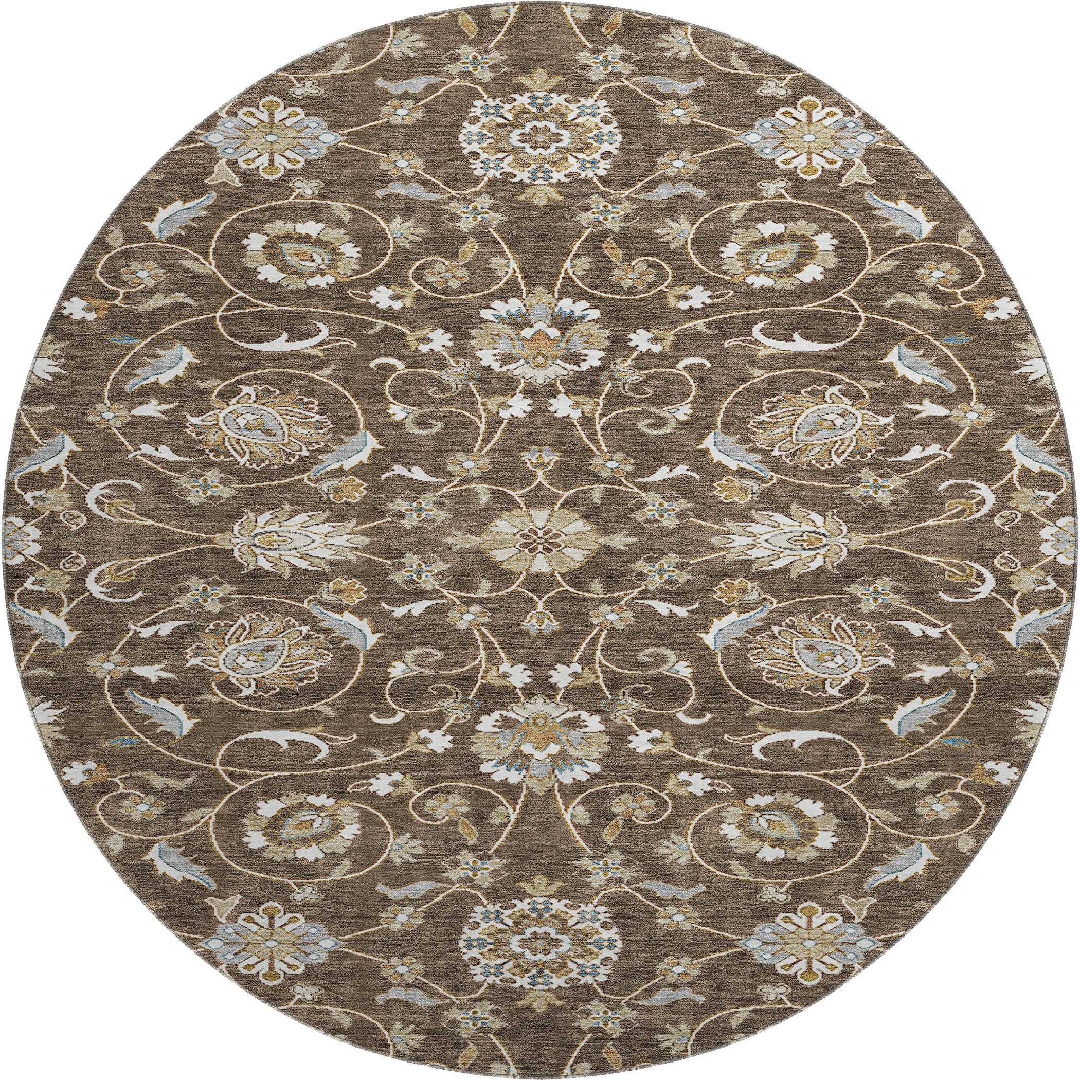 Lucerne Machine Washable Transitional Chocolate Brown Rug 8' x 8' #shape_Round