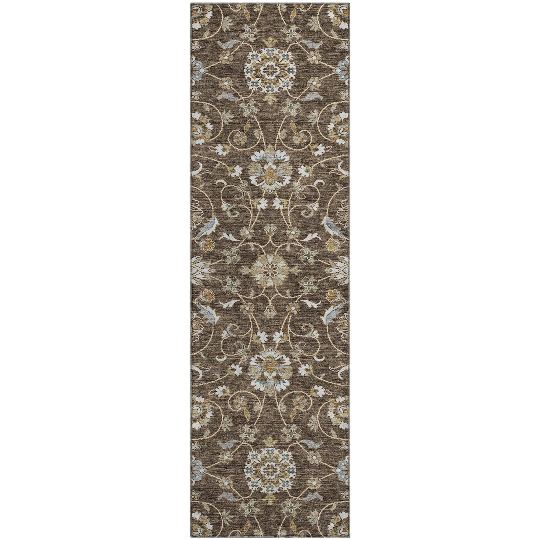 Lucerne Machine Washable Transitional Chocolate Brown Rug 2'3" x 7'6" #shape_Runner