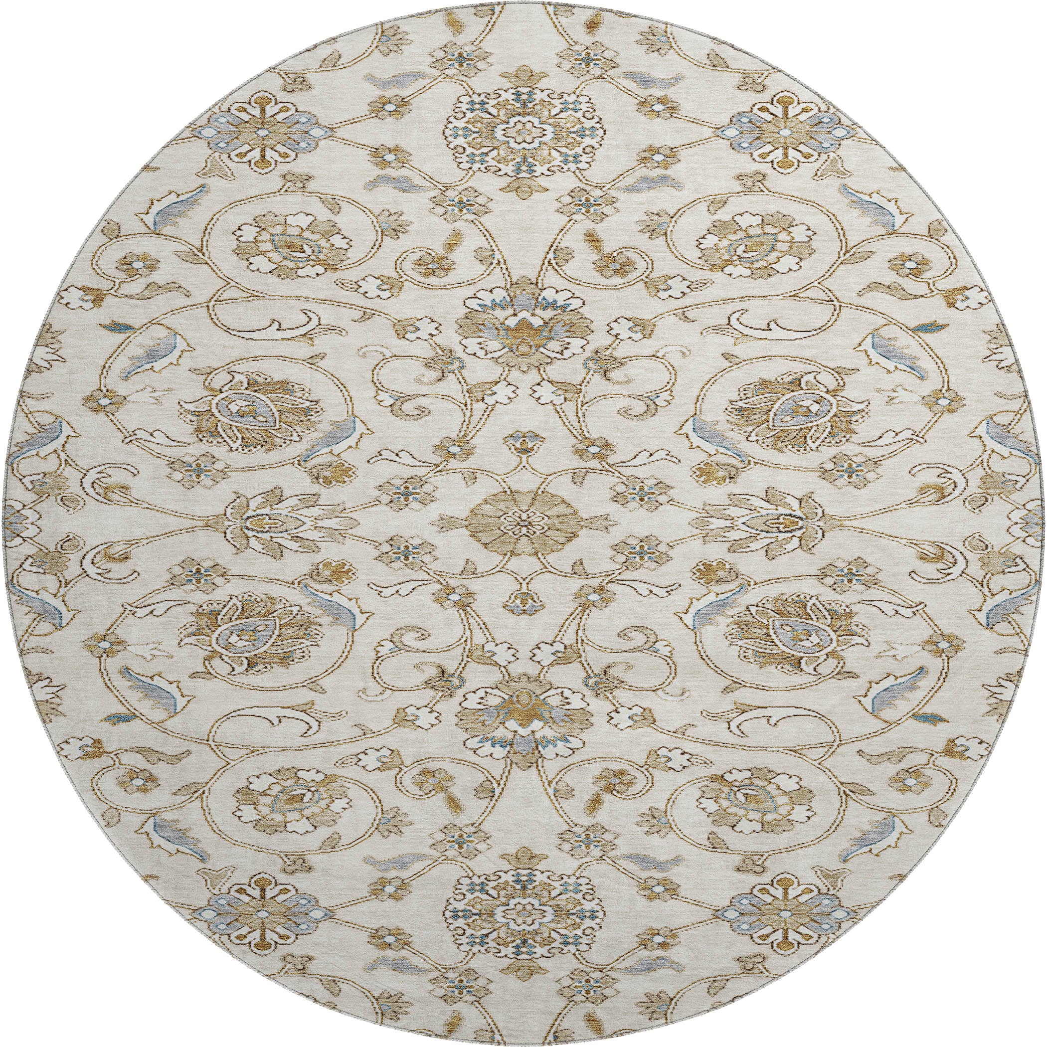 Lucerne Machine Washable Transitional Ivory Rug 8' x 8' #shape_Round