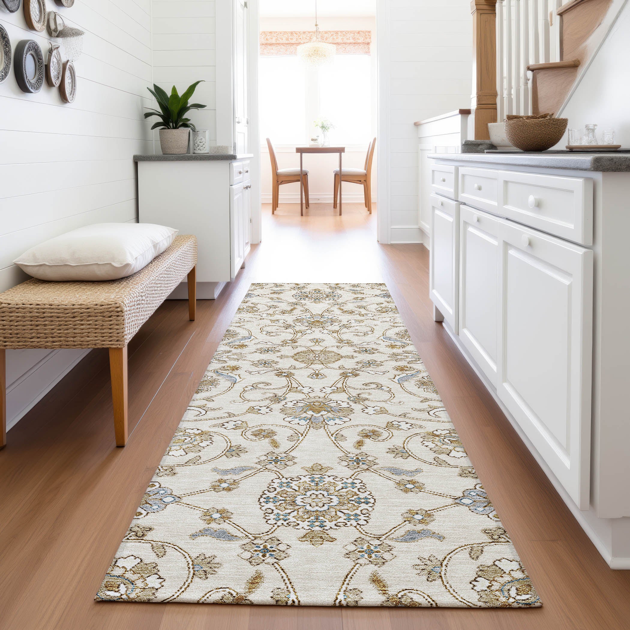Lucerne Machine Washable Transitional Ivory Rug 2'3" x 7'6" #shape_Runner