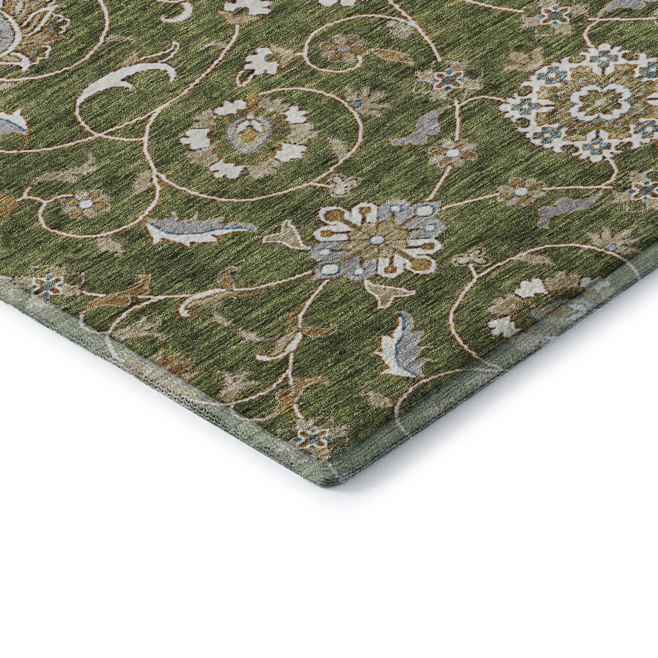 Lucerne Machine Washable Transitional Olive Green Rug 1'8" x 2'6" #shape_Rectangle