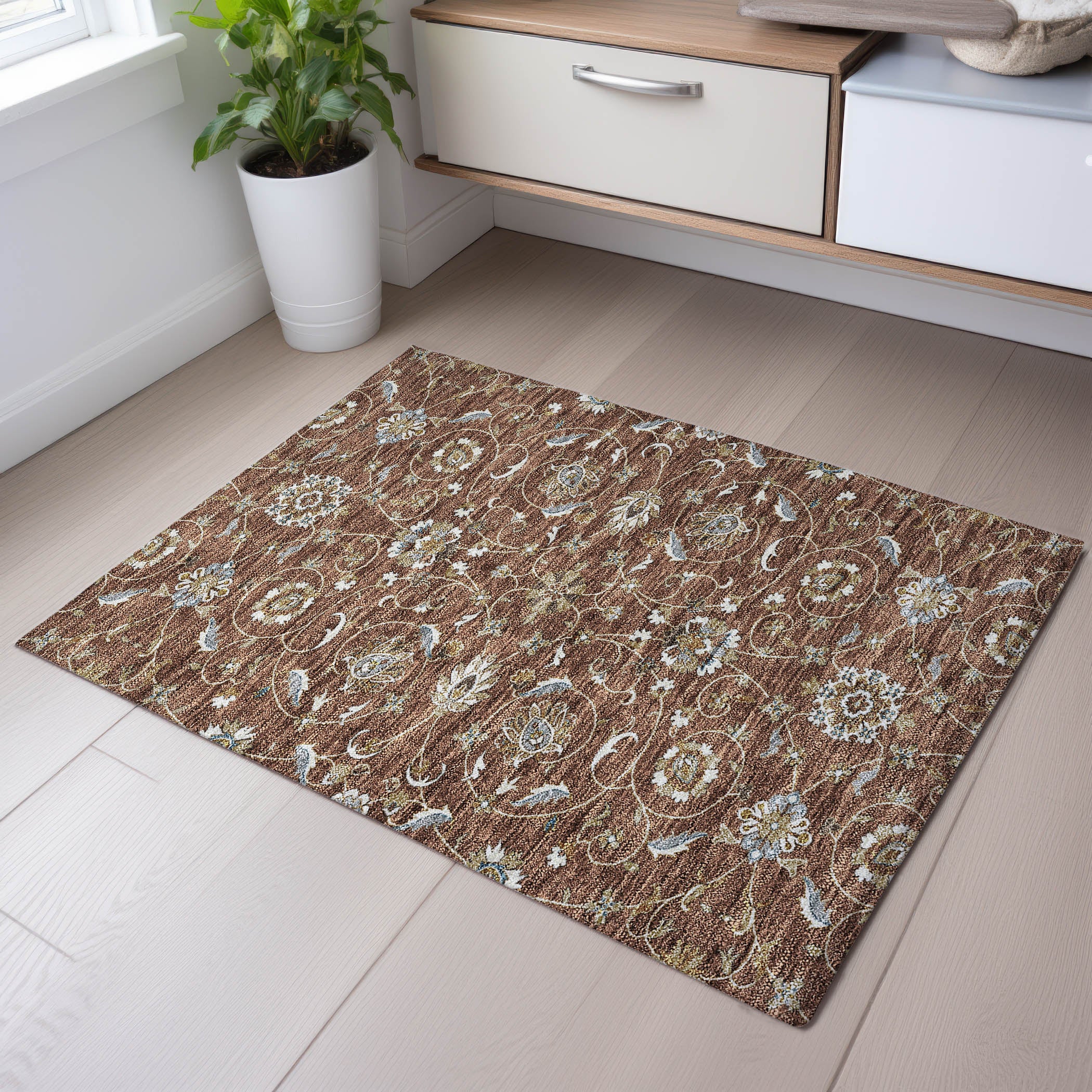 Lucerne Machine Washable Transitional Paprika Orange Rug 1'8" x 2'6" #shape_Rectangle