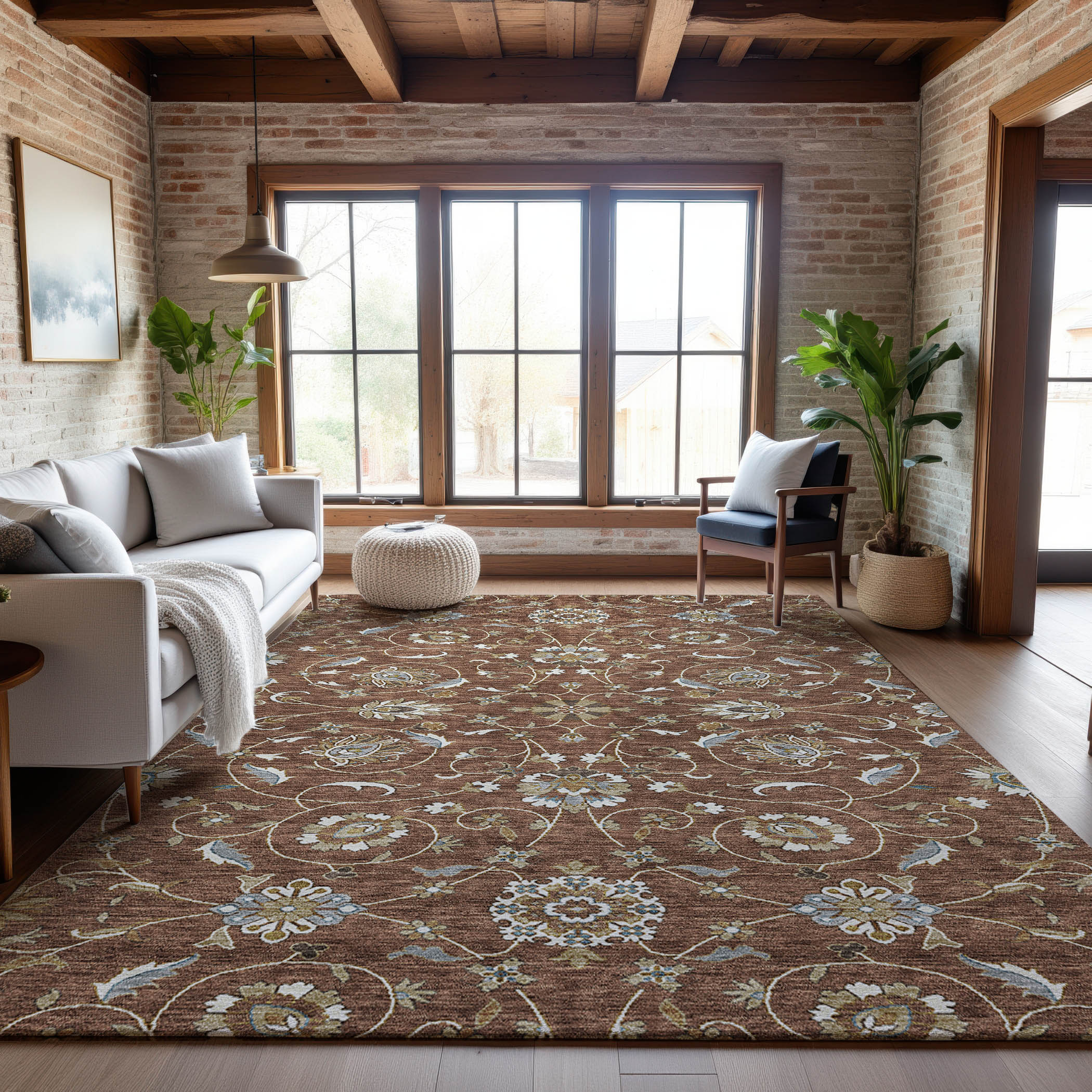 Lucerne Machine Washable Transitional Paprika Orange Rug 2'6" x 3'10" #shape_Rectangle