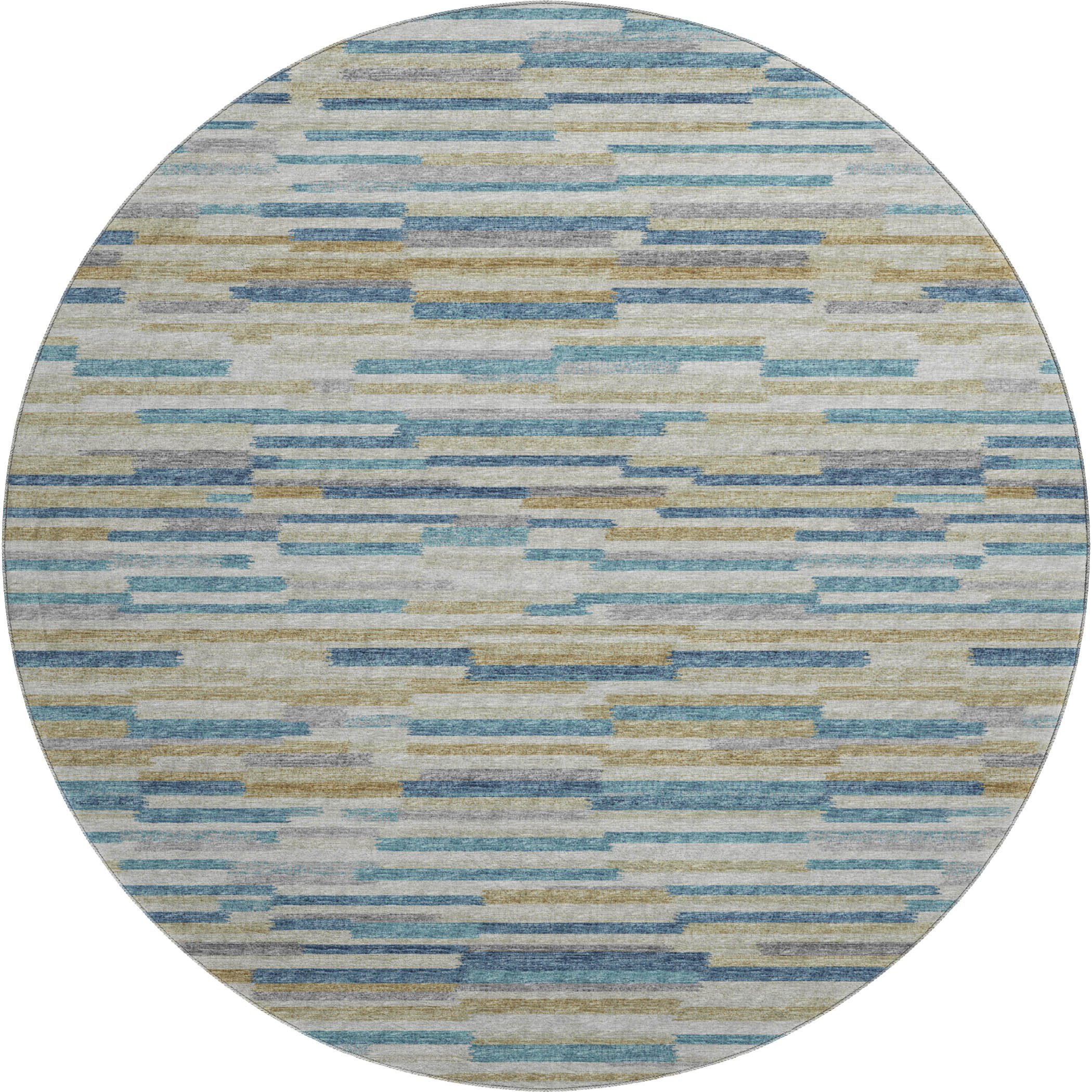 Marrakech Machine Washable Transitional Blue Rug 8' x 8' #shape_Round