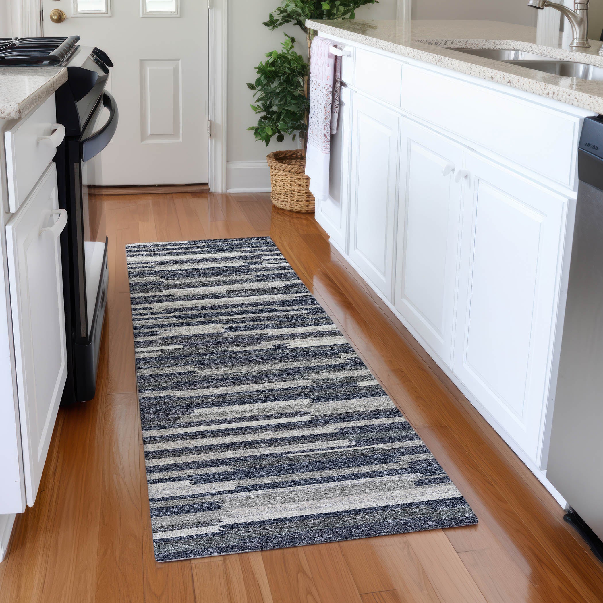 Marrakech Machine Washable Transitional Gray Rug 2'3" x 7'6" #shape_Runner