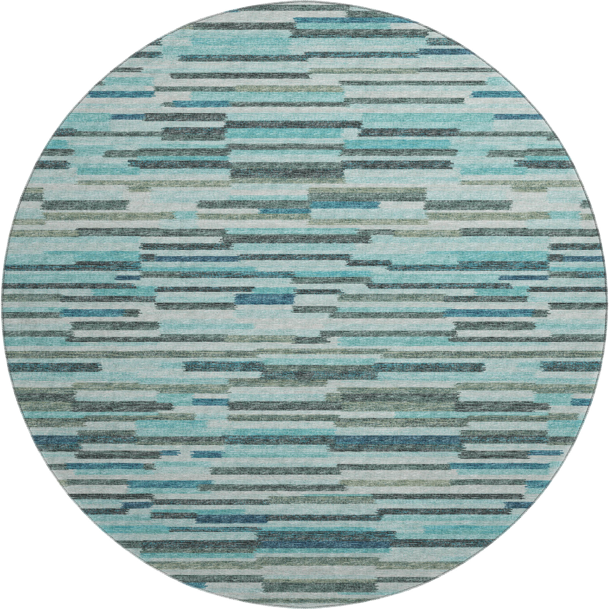 Marrakech Machine Washable Transitional Turquoise Blue Rug 8' x 8' #shape_Round