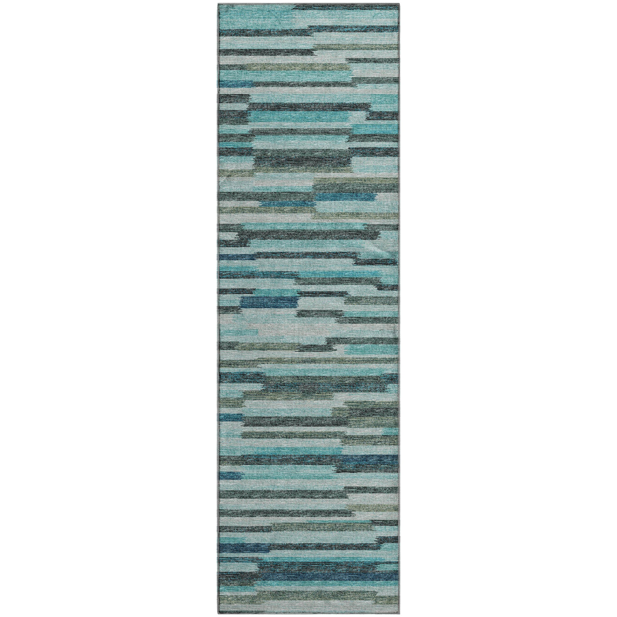 Marrakech Machine Washable Transitional Turquoise Blue Rug 2'3" x 7'6" #shape_Runner