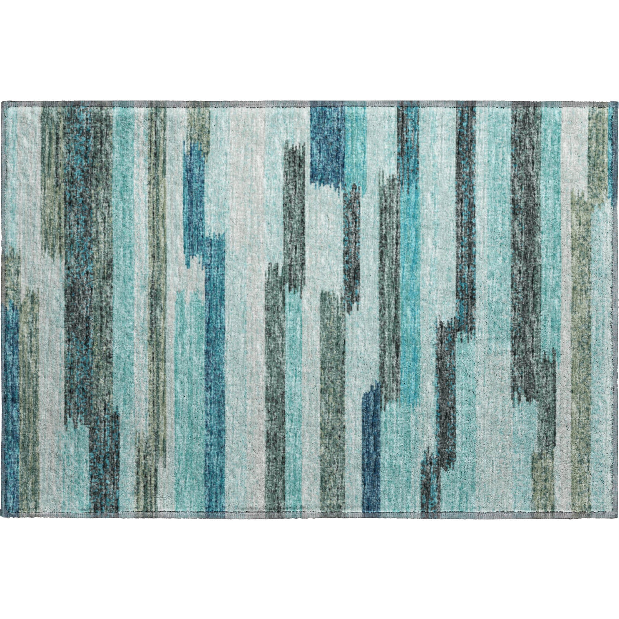 Marrakech Machine Washable Transitional Turquoise Blue Rug 1'8" x 2'6" #shape_Rectangle