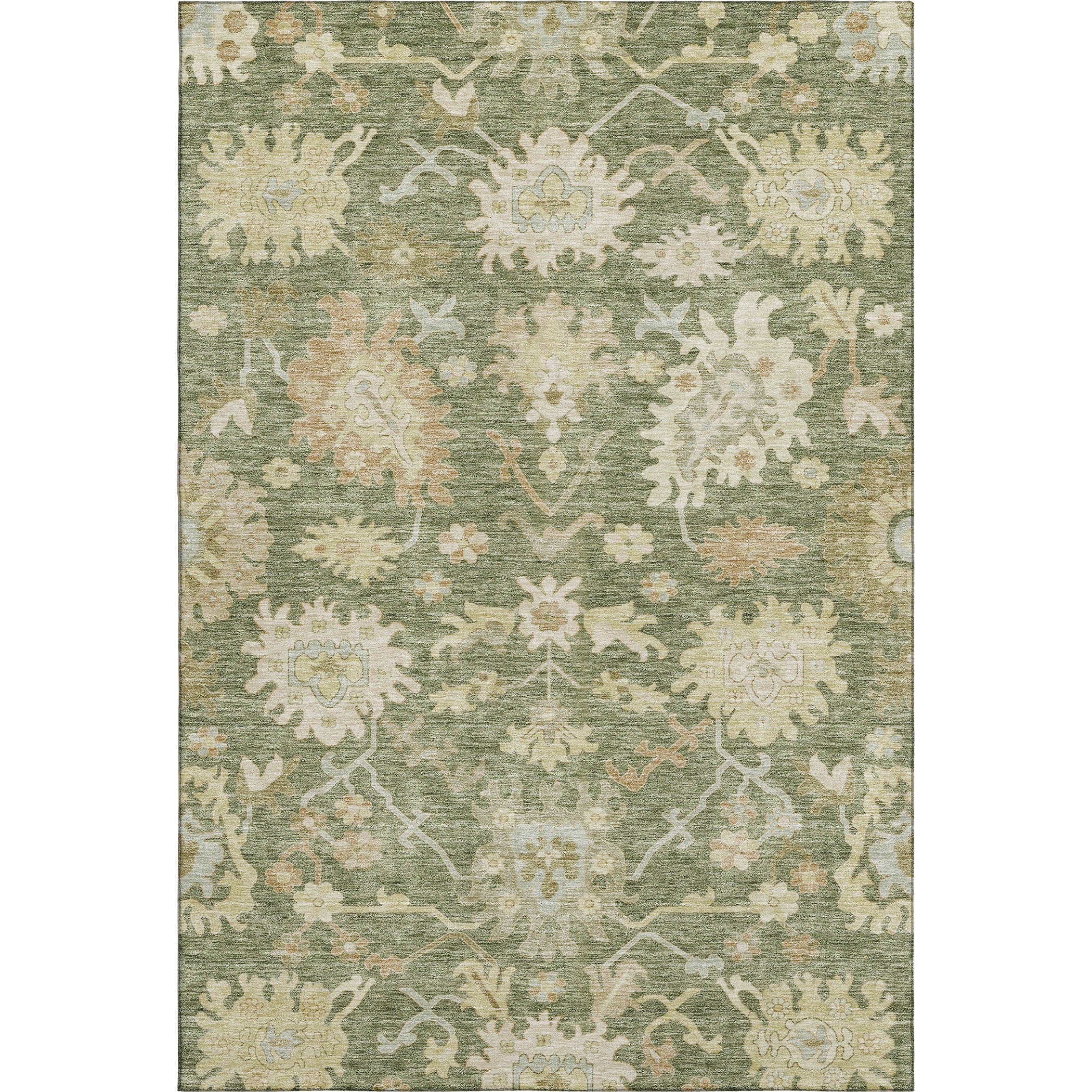 Baku Machine Washable Traditional Aloe Green Rug 2'6" x 3'10" #shape_Rectangle
