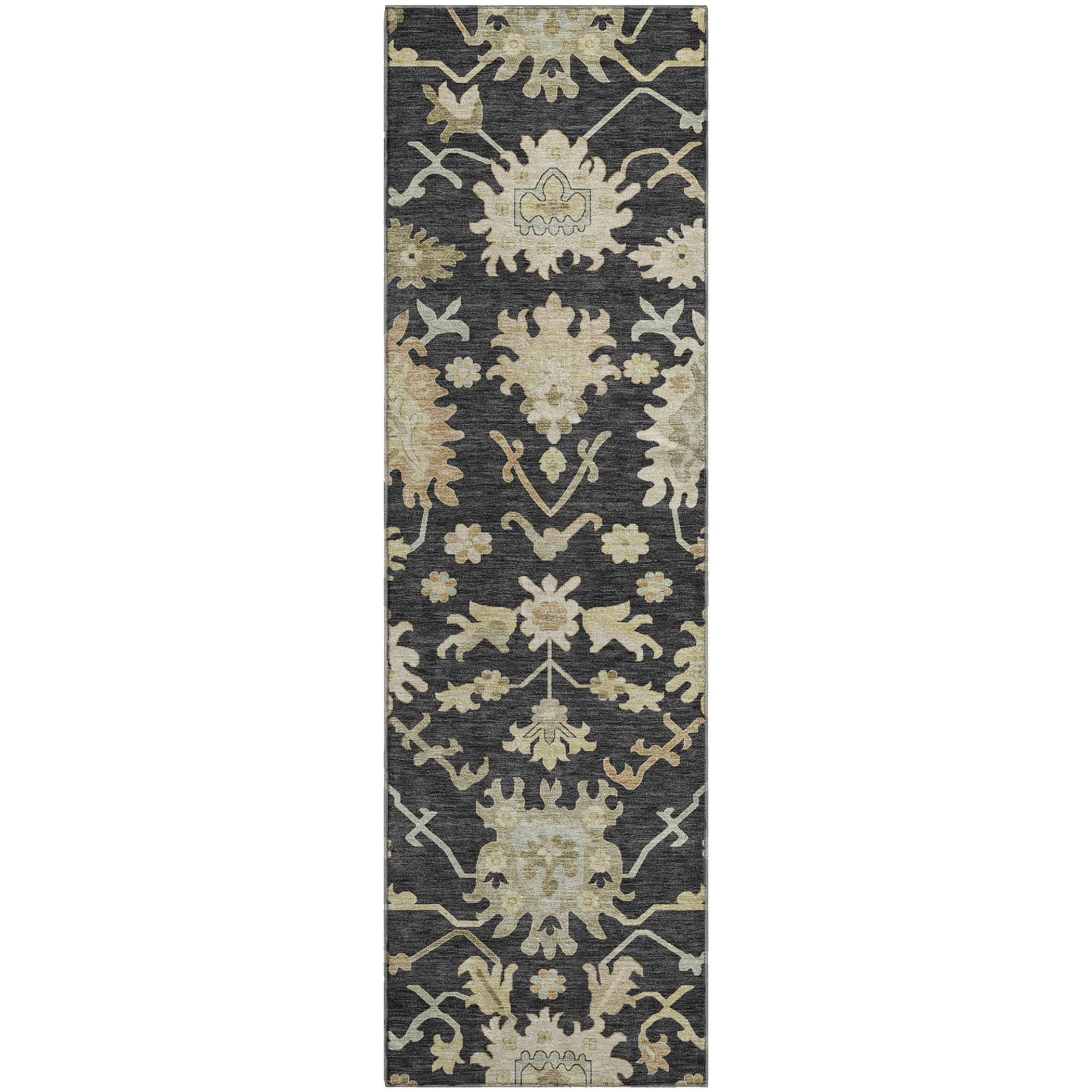 Baku Machine Washable Traditional Black Rug 2'3" x 7'6" #shape_Runner