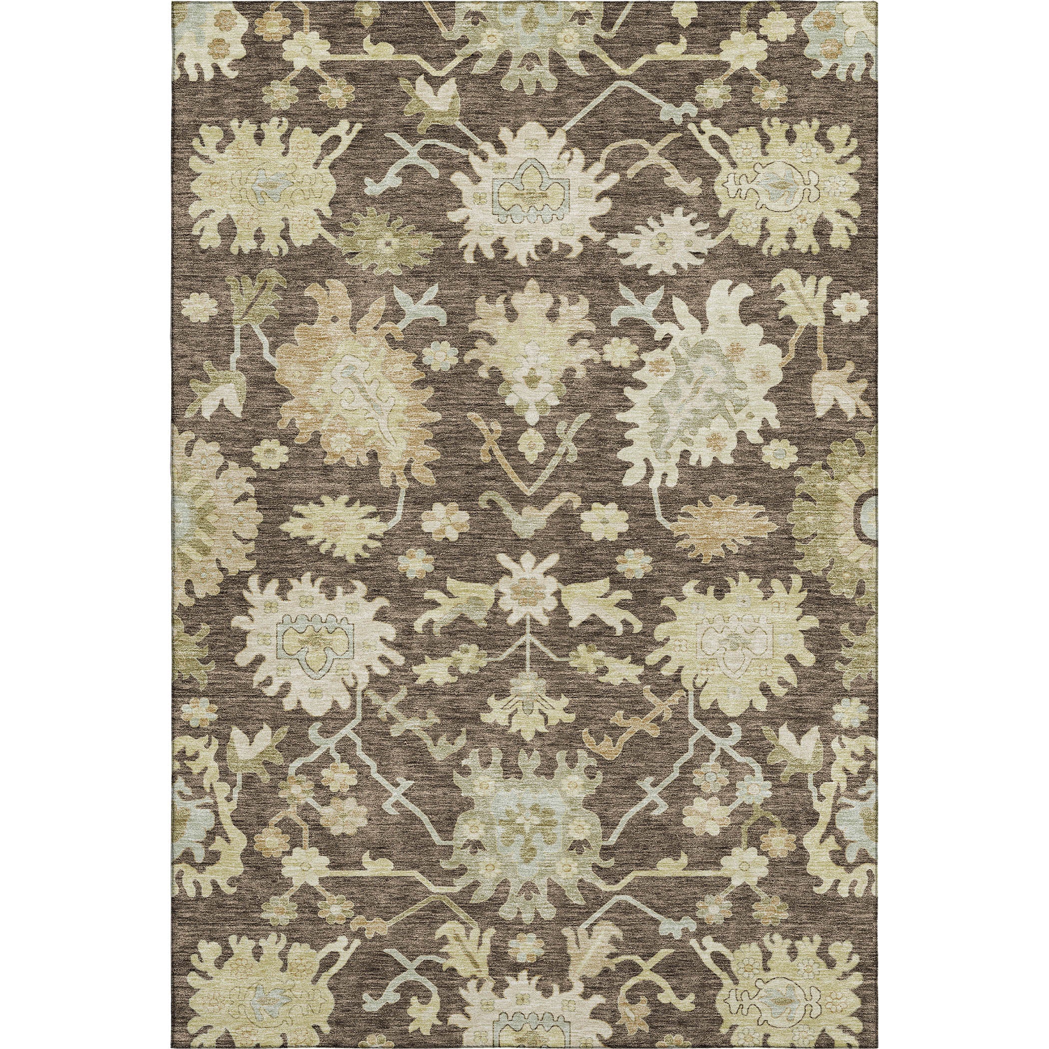 Baku Machine Washable Traditional Chocolate Brown Rug 2'6" x 3'10" #shape_Rectangle