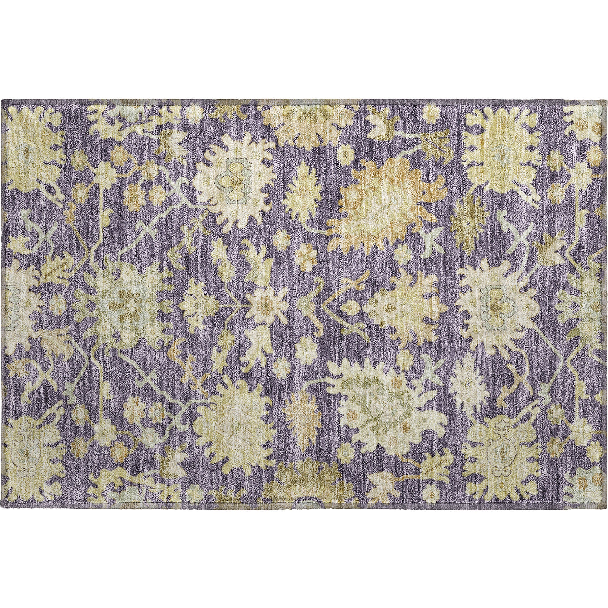 Baku Machine Washable Traditional Eggplant Purple Rug 1'8" x 2'6" #shape_Rectangle