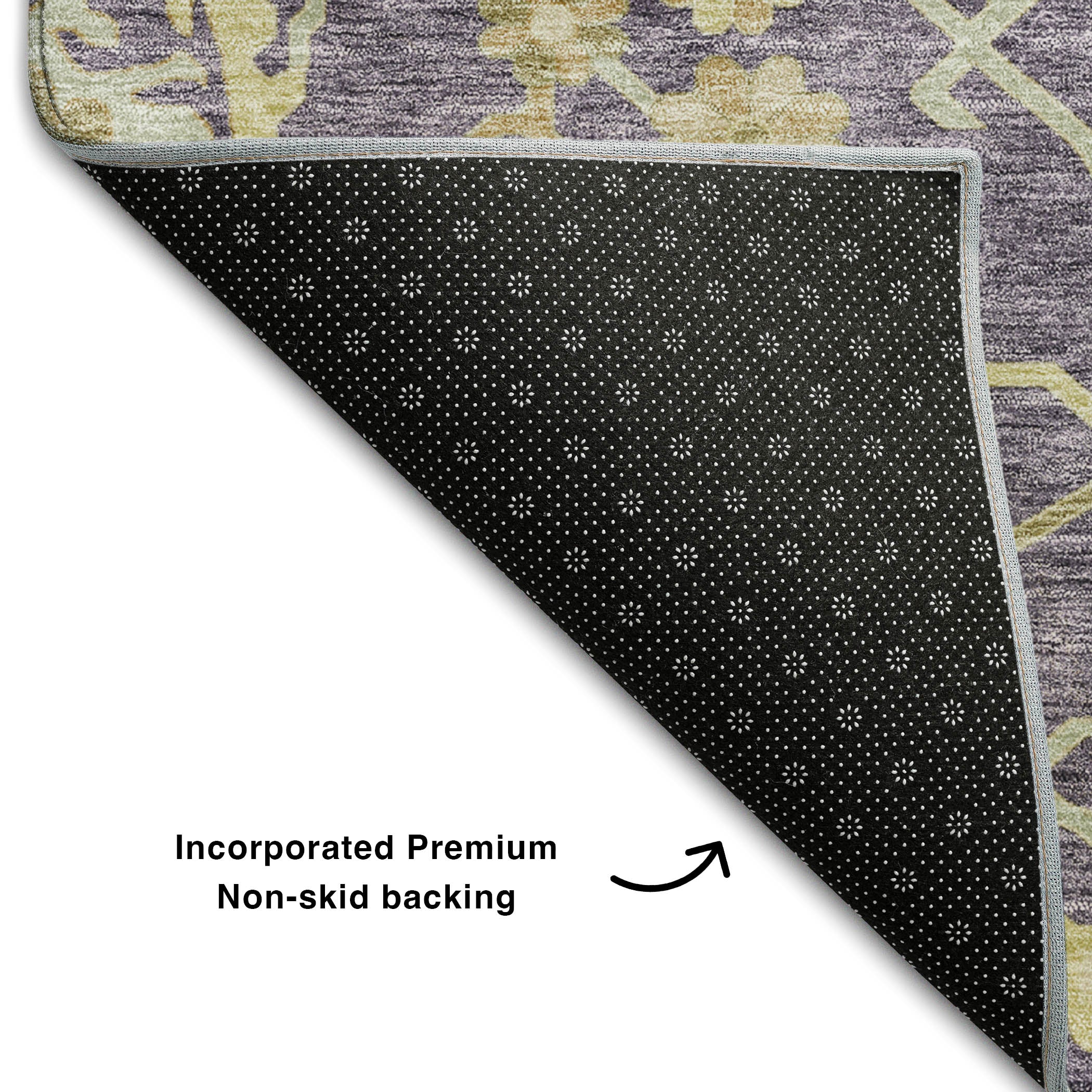 Baku Machine Washable Traditional Eggplant Purple Rug 1'8" x 2'6" #shape_Rectangle