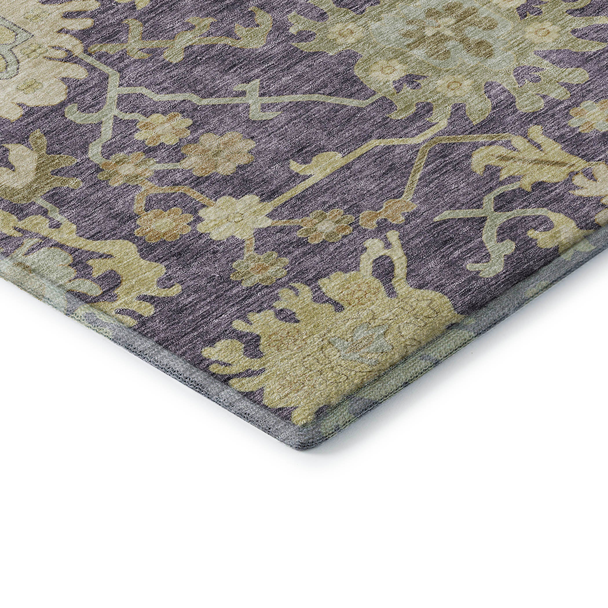 Baku Machine Washable Traditional Eggplant Purple Rug 1'8" x 2'6" #shape_Rectangle