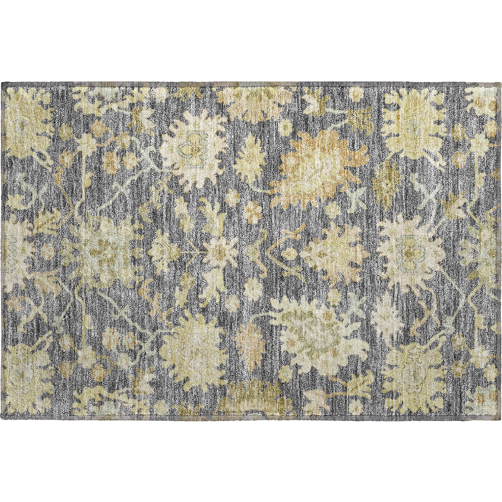 Baku Machine Washable Traditional Gray Rug 1'8" x 2'6" #shape_Rectangle