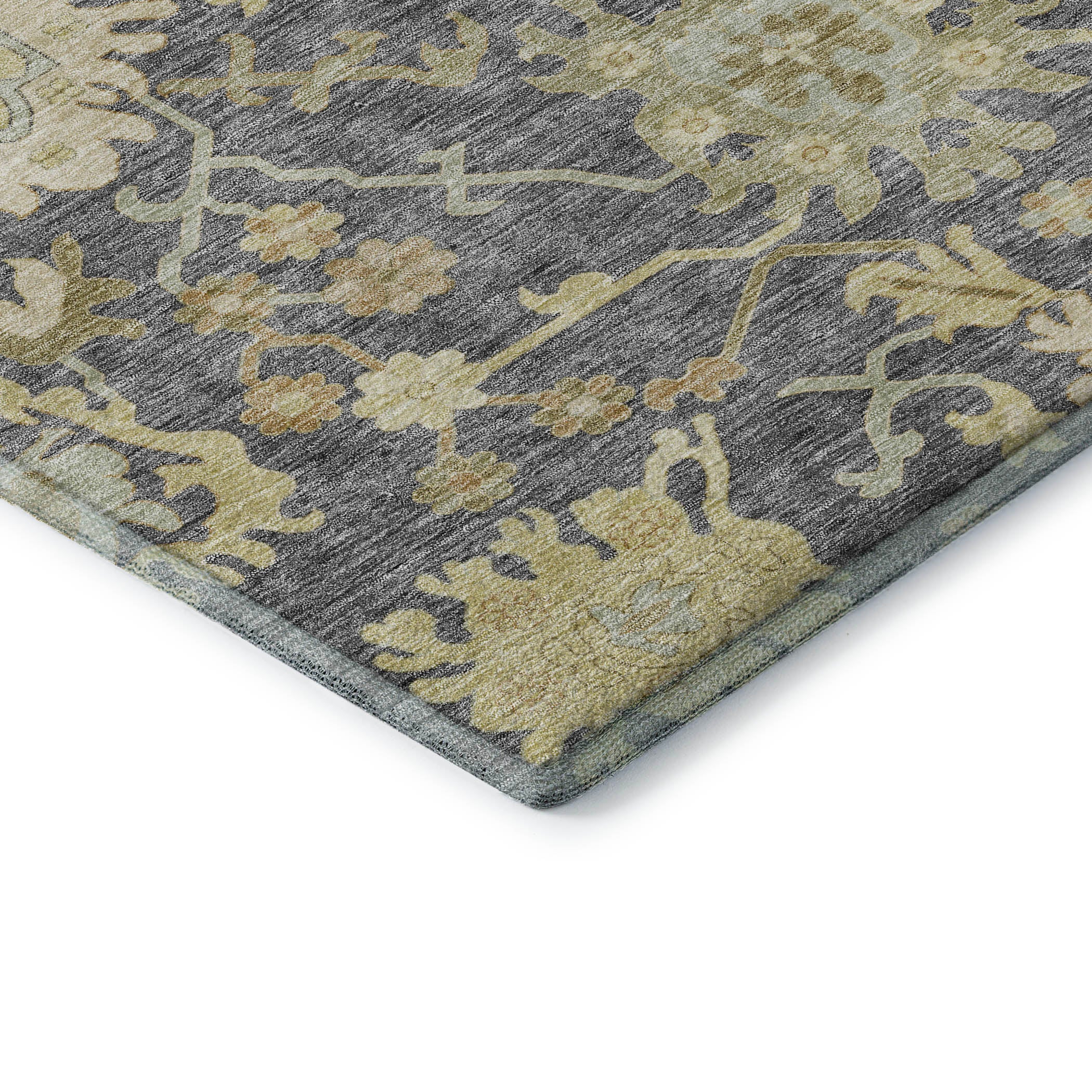 Baku Machine Washable Traditional Gray Rug 1'8" x 2'6" #shape_Rectangle