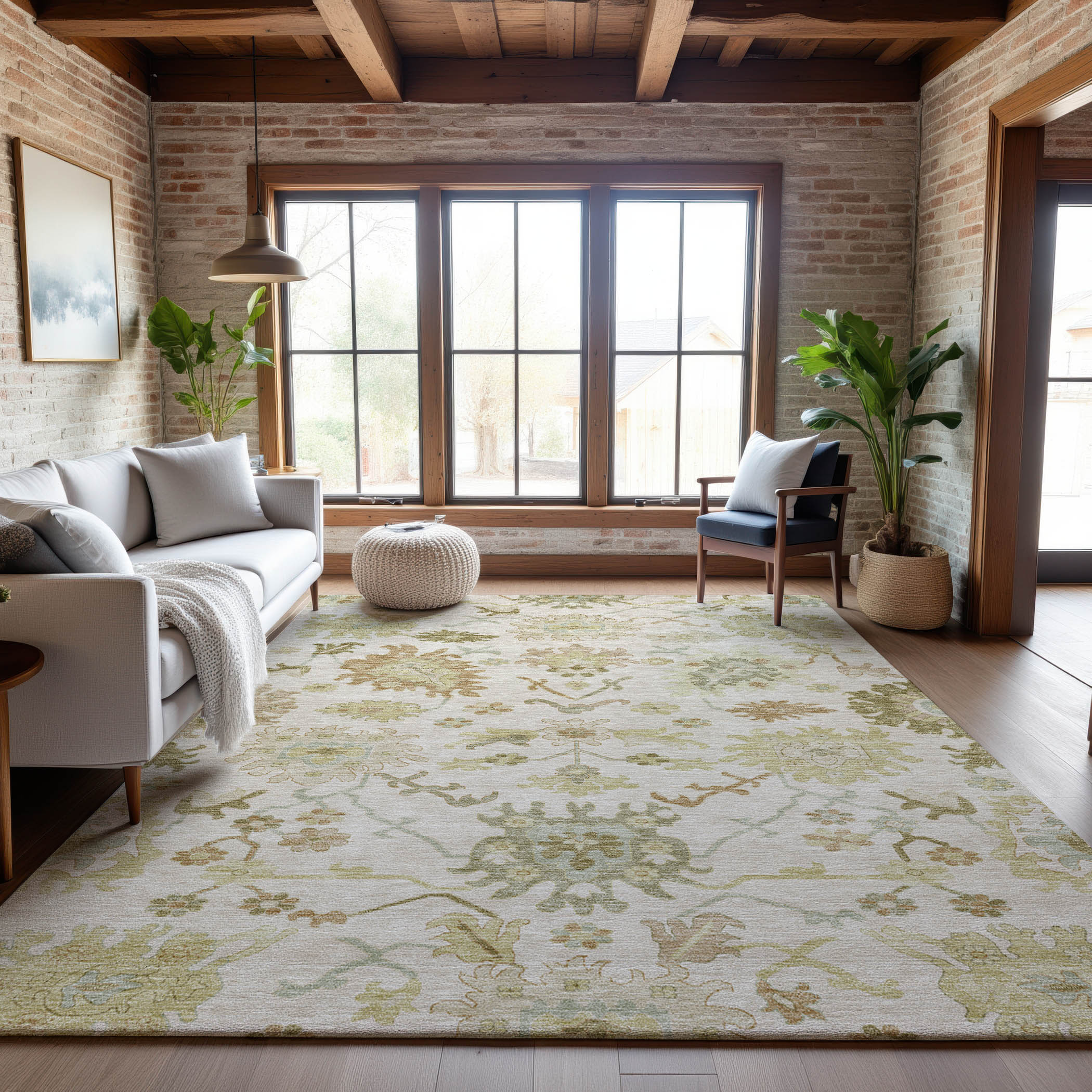 Baku Machine Washable Traditional Ivory Rug 2'6" x 3'10" #shape_Rectangle