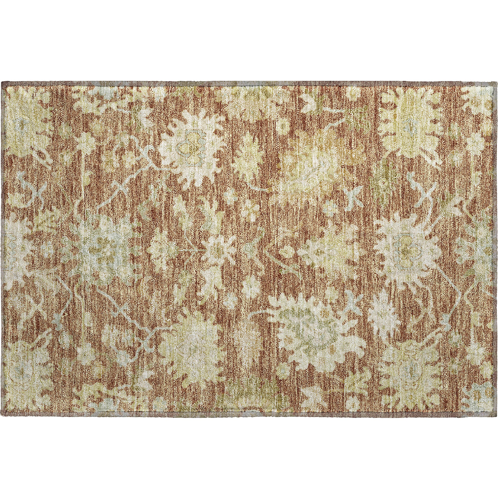 Baku Machine Washable Traditional Paprika Orange Rug 1'8" x 2'6" #shape_Rectangle