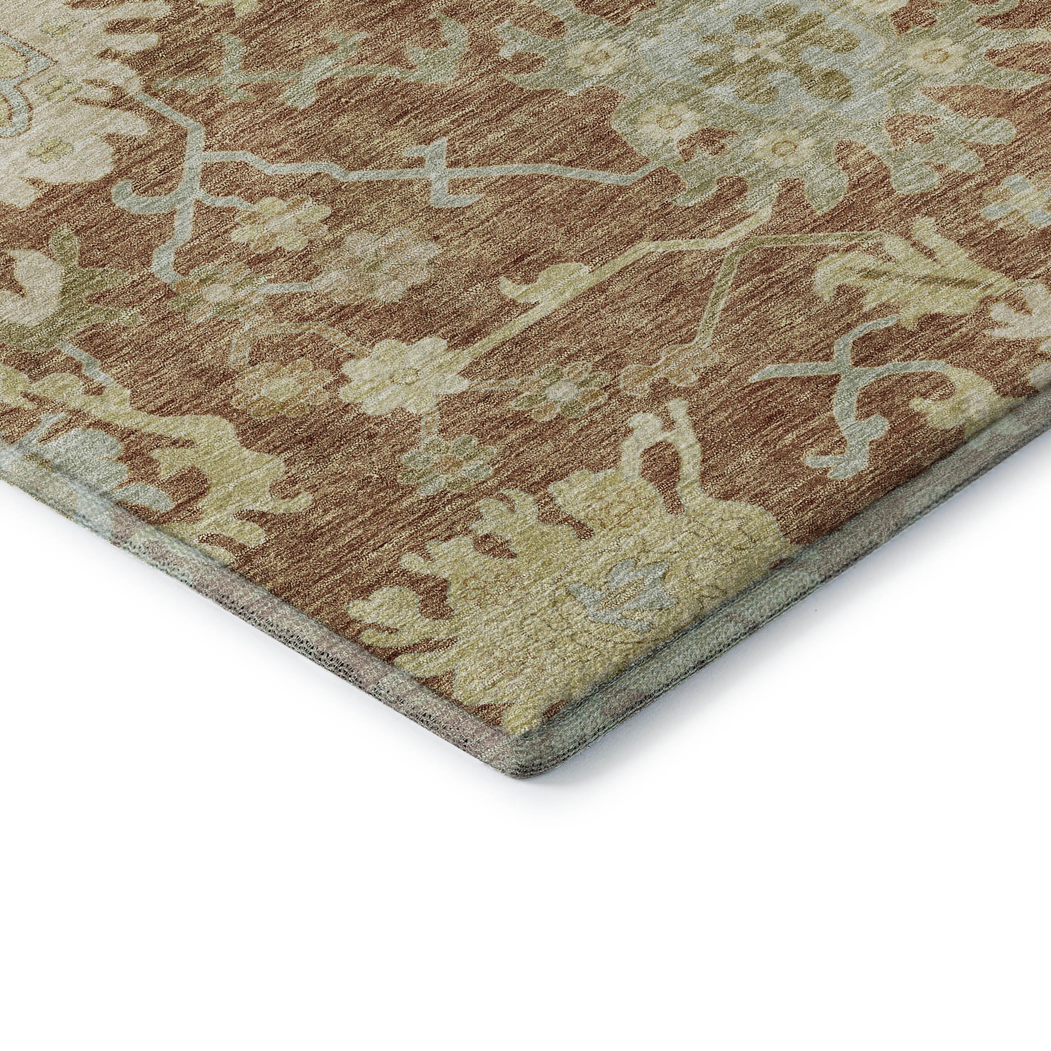 Baku Machine Washable Traditional Paprika Orange Rug 1'8" x 2'6" #shape_Rectangle