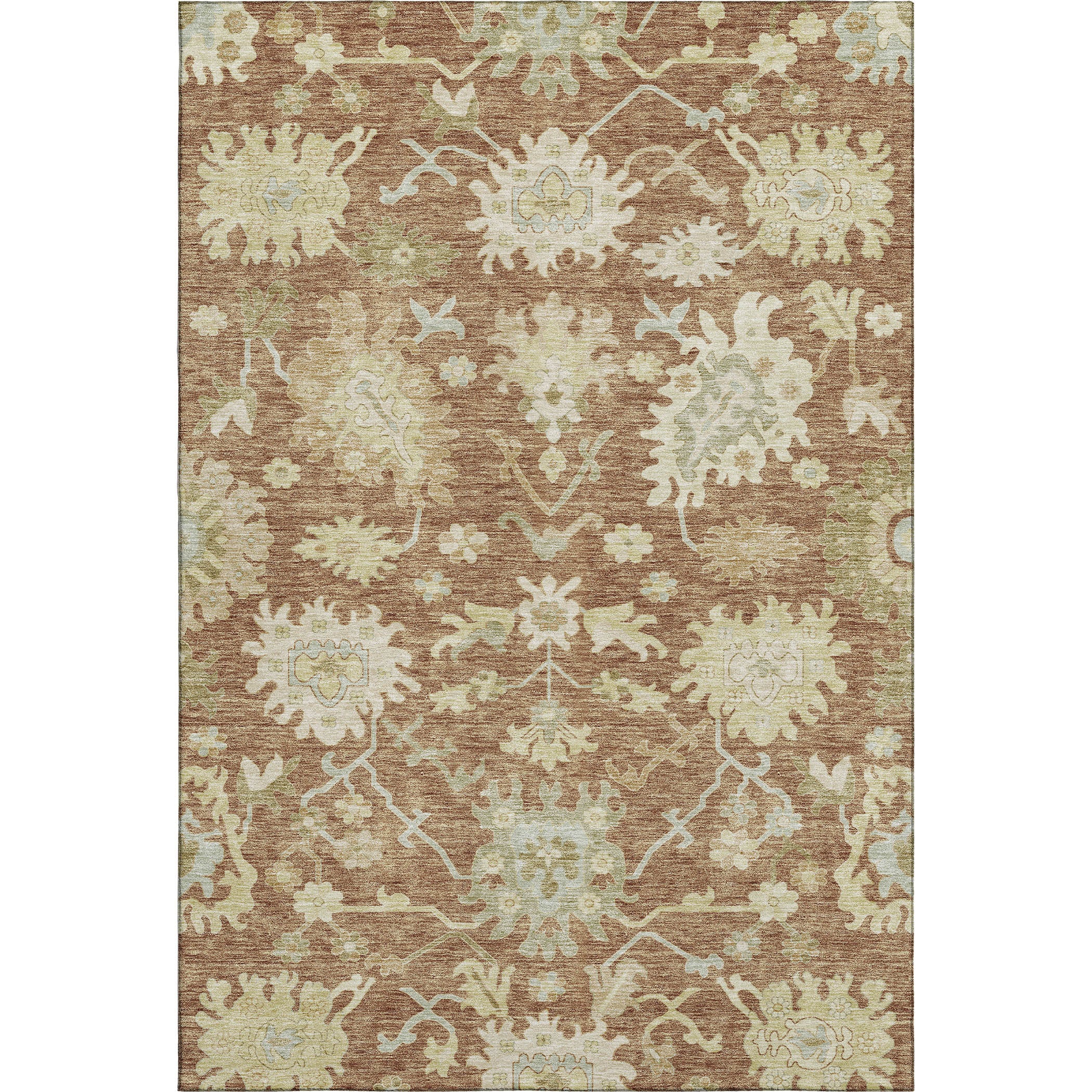 Baku Machine Washable Traditional Paprika Orange Rug 2'6" x 3'10" #shape_Rectangle