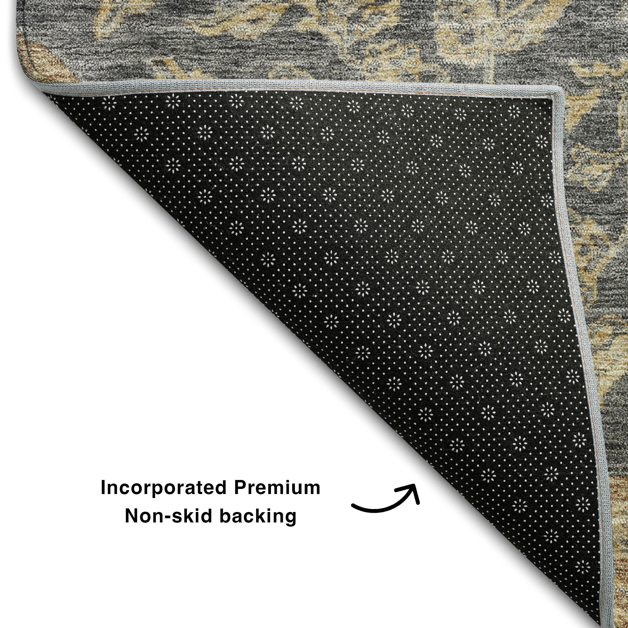 Marrakech Machine Washable Traditional Charcoal Gray Rug 1'8" x 2'6" #shape_Rectangle