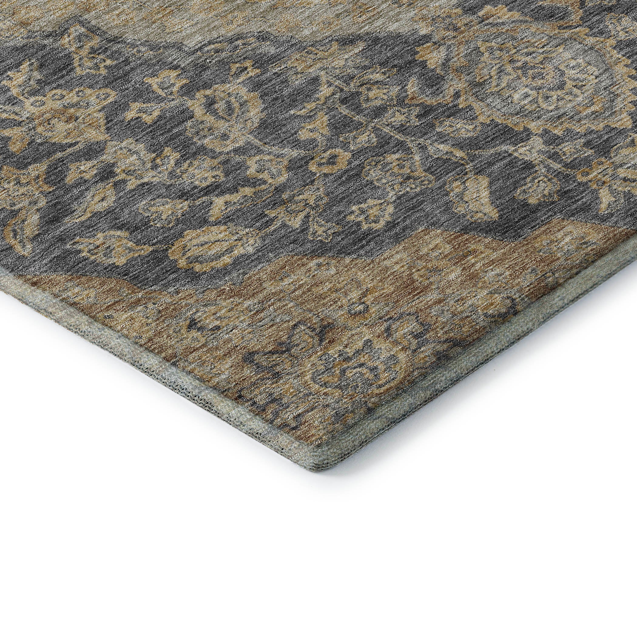 Marrakech Machine Washable Traditional Charcoal Gray Rug 1'8" x 2'6" #shape_Rectangle