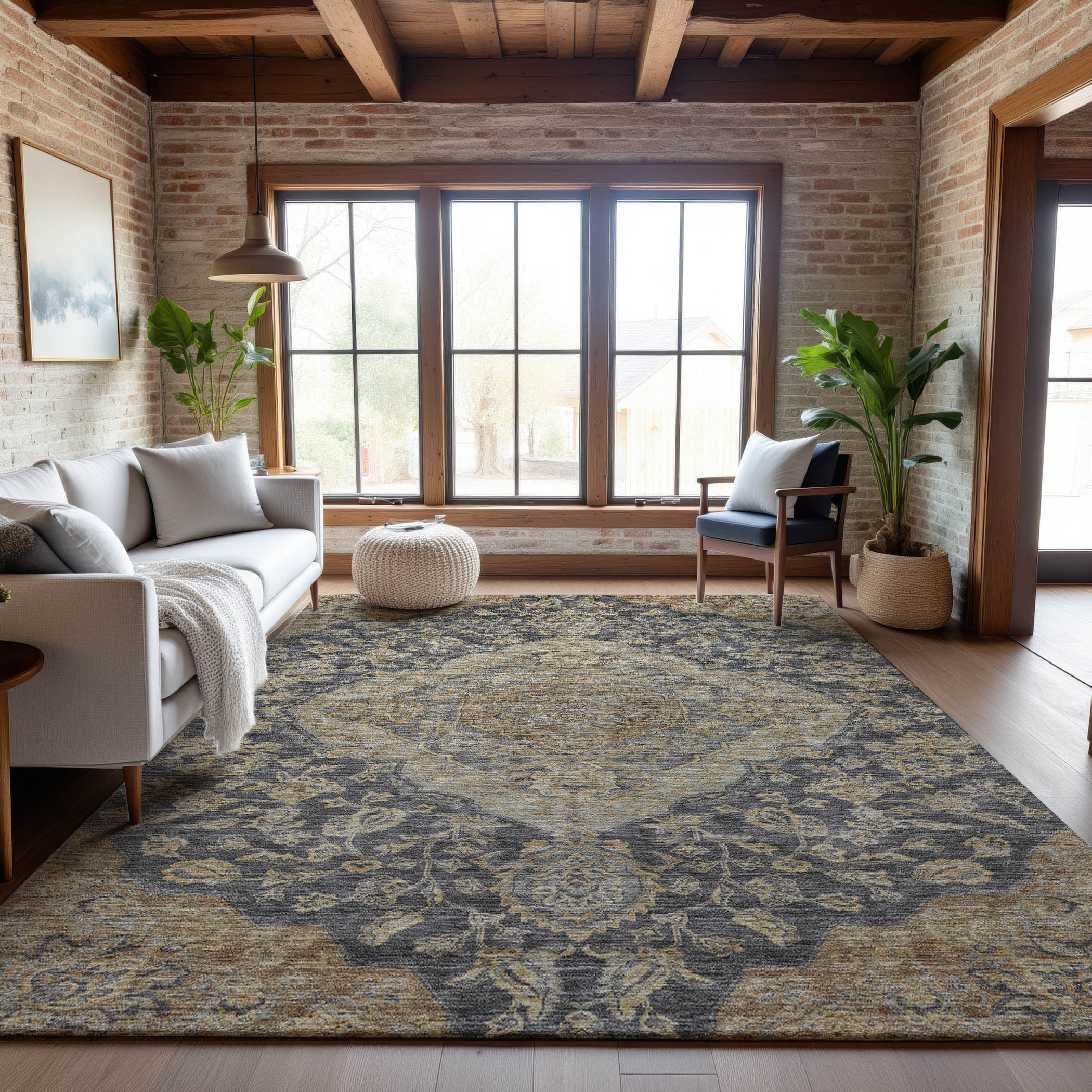 Marrakech Machine Washable Traditional Charcoal Gray Rug 2'6" x 3'10" #shape_Rectangle
