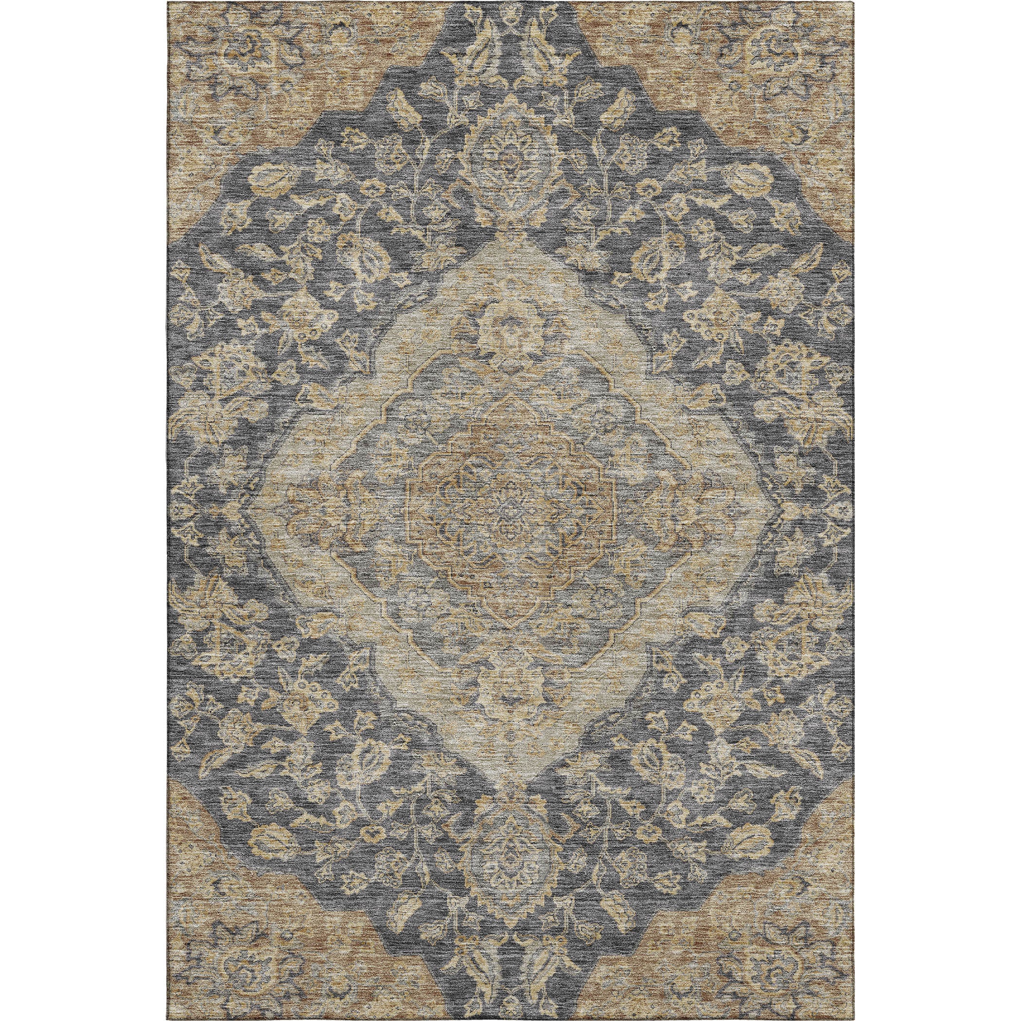 Marrakech Machine Washable Traditional Charcoal Gray Rug 2'6" x 3'10" #shape_Rectangle
