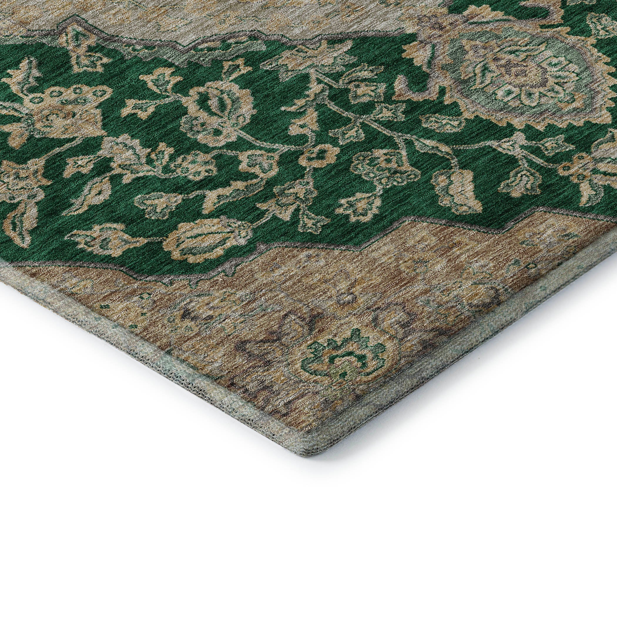Marrakech Machine Washable Traditional Emerald Green Rug 1'8" x 2'6" #shape_Rectangle