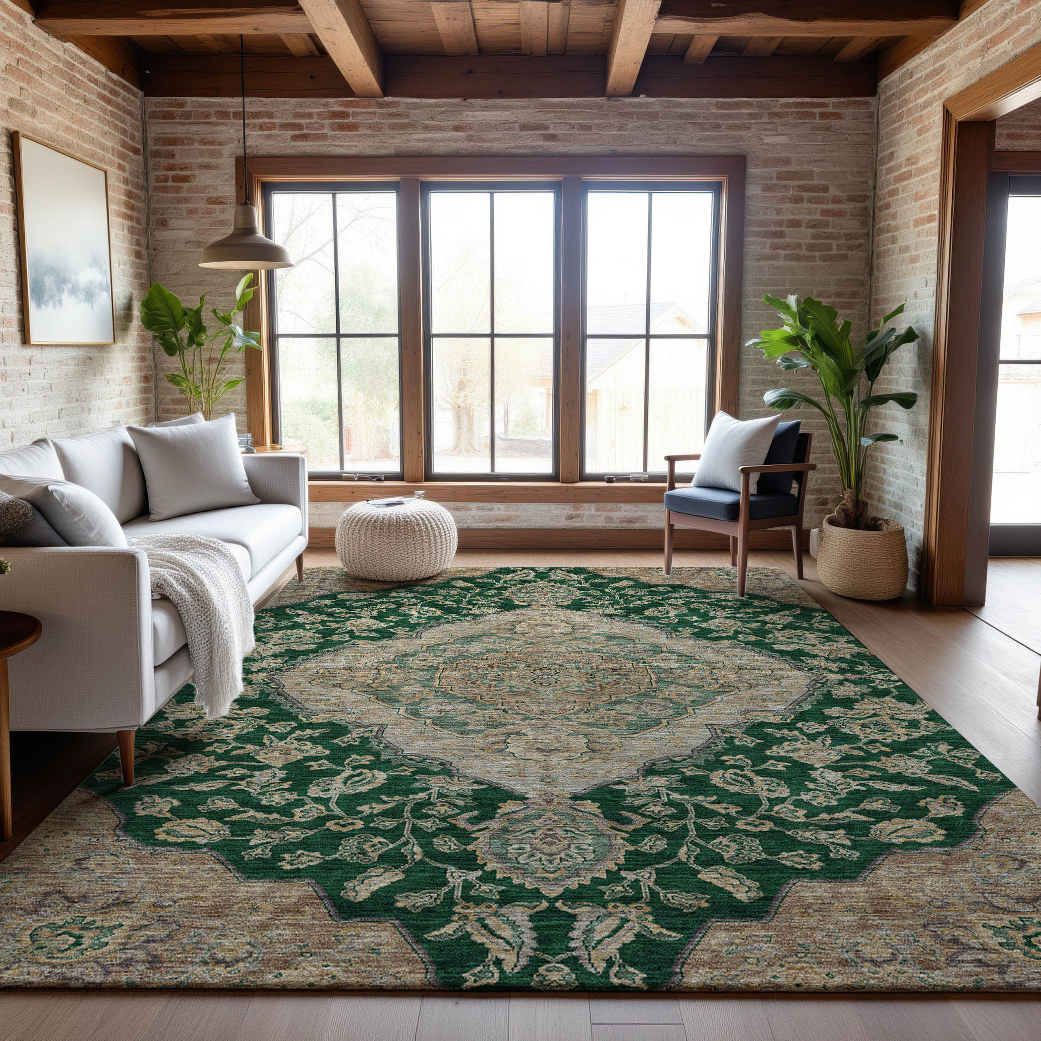 Marrakech Machine Washable Traditional Emerald Green Rug 2'6" x 3'10" #shape_Rectangle