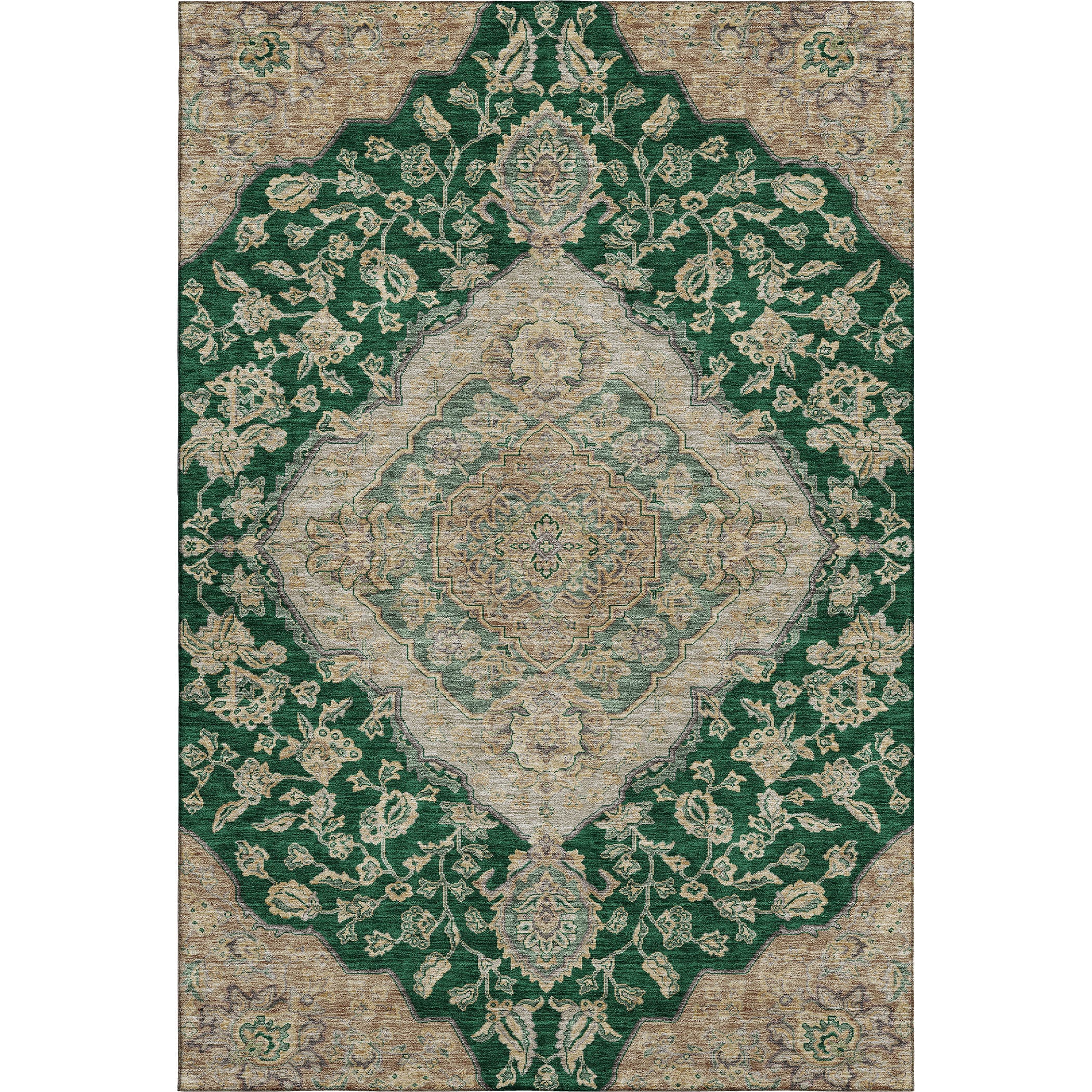 Marrakech Machine Washable Traditional Emerald Green Rug 2'6" x 3'10" #shape_Rectangle