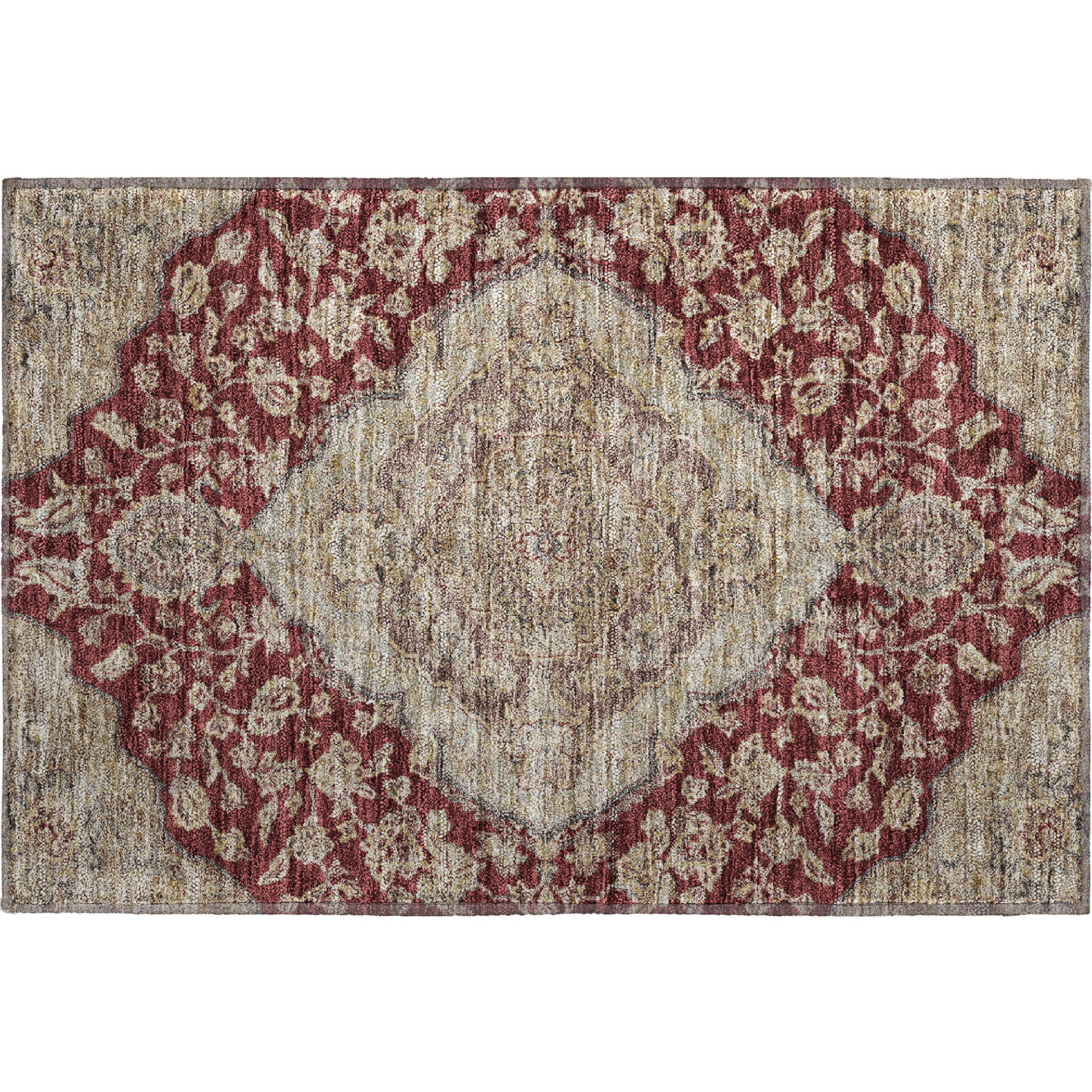 Marrakech Machine Washable Traditional Garnet Red Rug 1'8" x 2'6" #shape_Rectangle