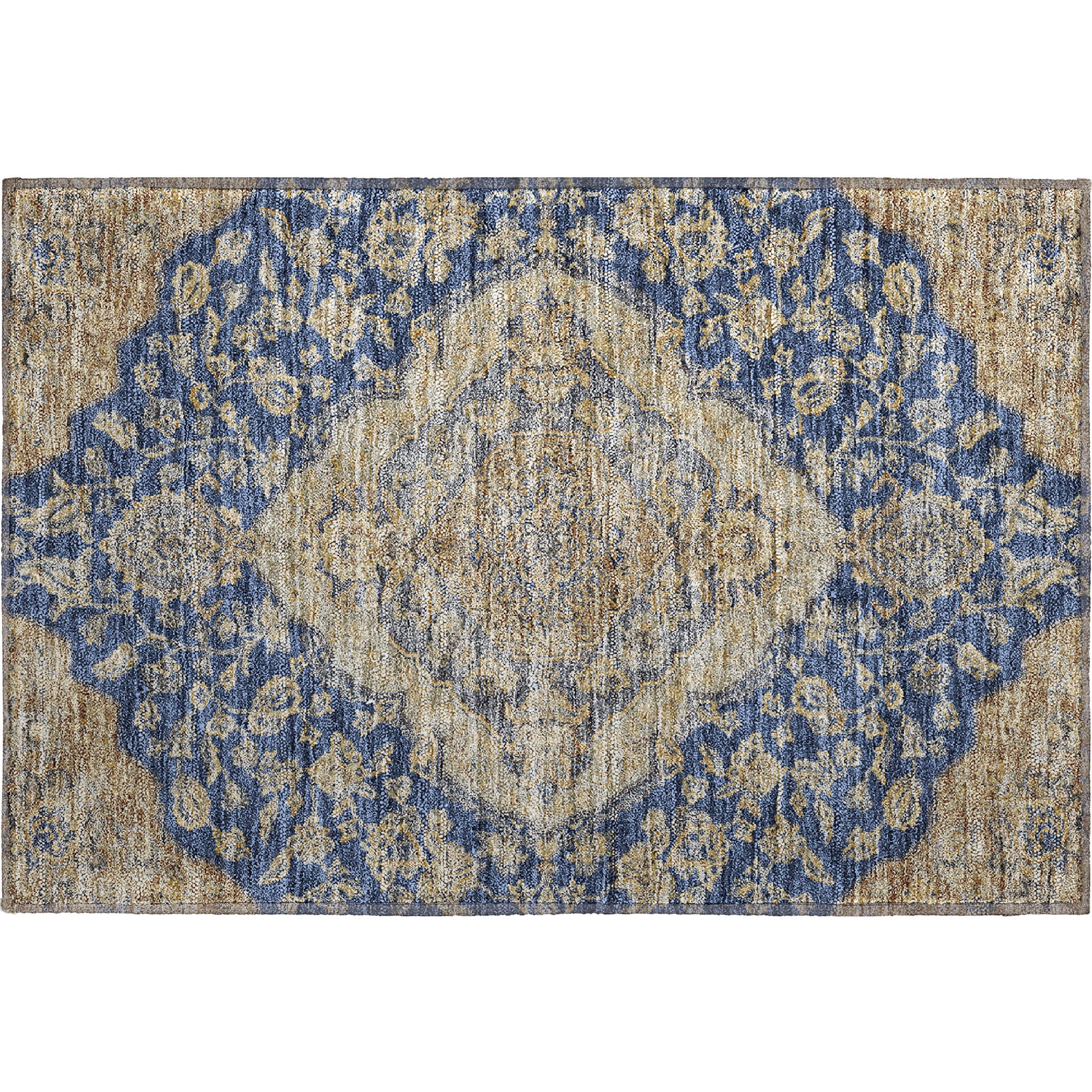Marrakech Machine Washable Traditional Navy Blue Rug 1'8" x 2'6" #shape_Rectangle