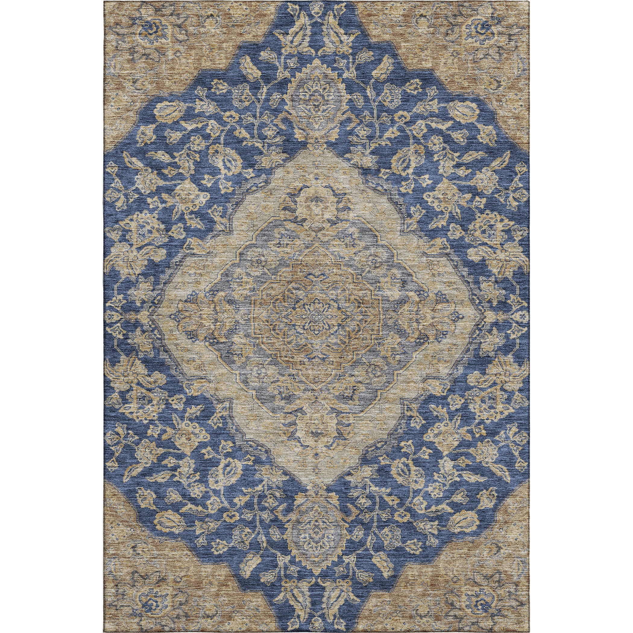 Marrakech Machine Washable Traditional Navy Blue Rug 2'6" x 3'10" #shape_Rectangle