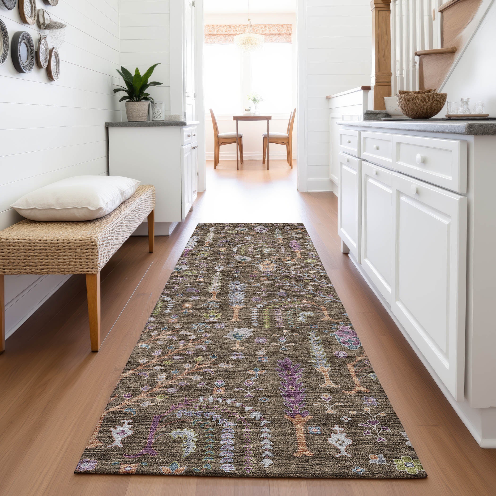 Reykjavik Machine Washable Transitional Brown Rug 2'3" x 7'6" #shape_Runner
