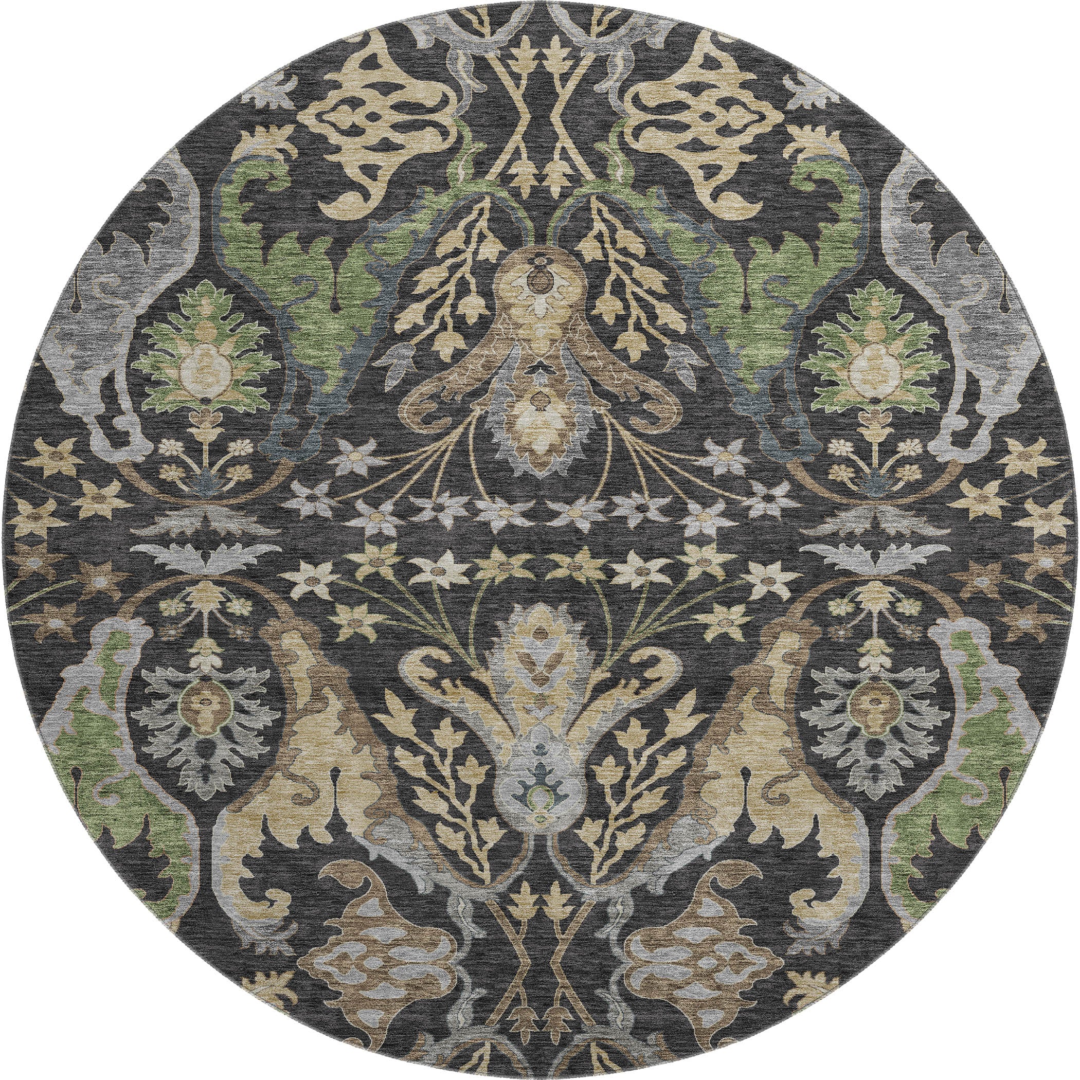 Tallinn Machine Washable Transitional Black Rug 8' x 8' #shape_Round
