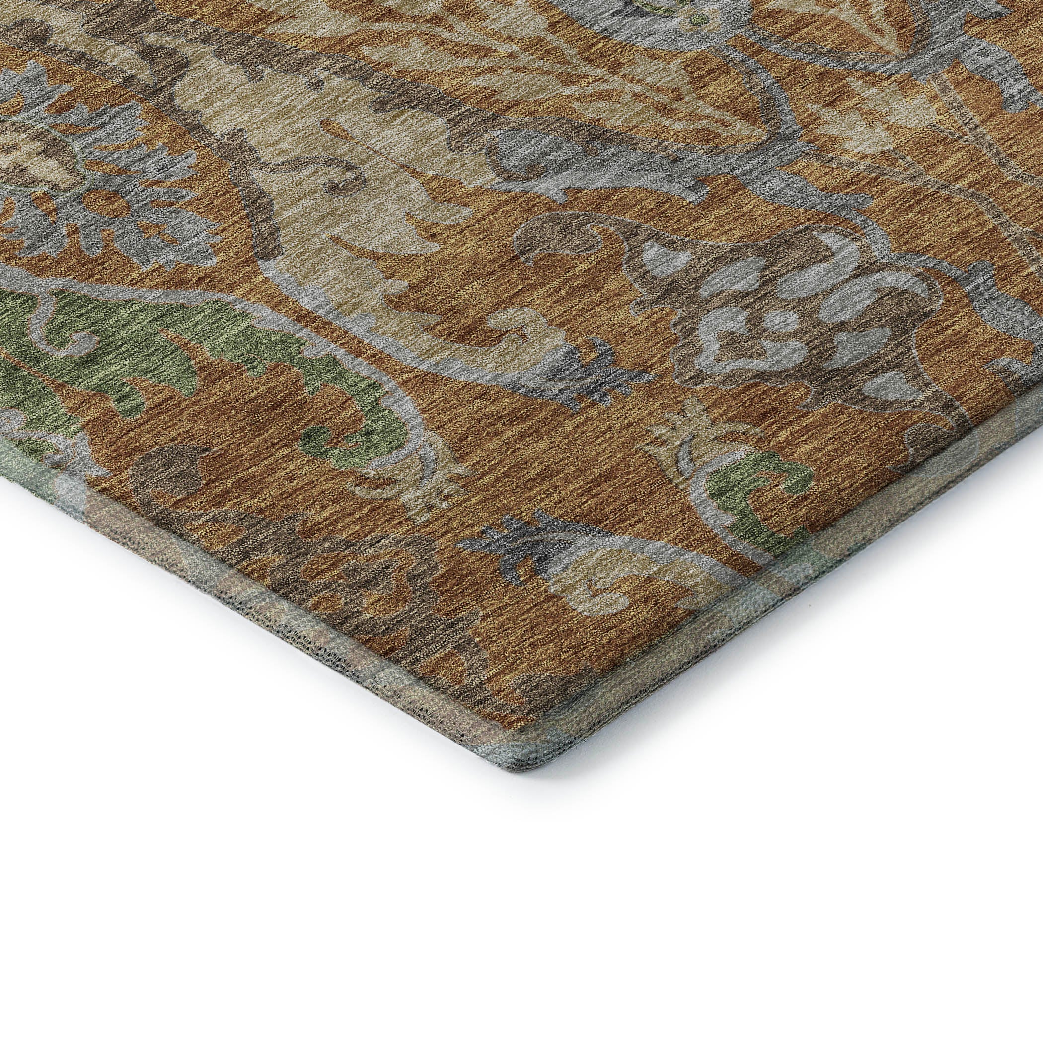 Tallinn Machine Washable Transitional Copper Orange Rug 1'8" x 2'6" #shape_Rectangle