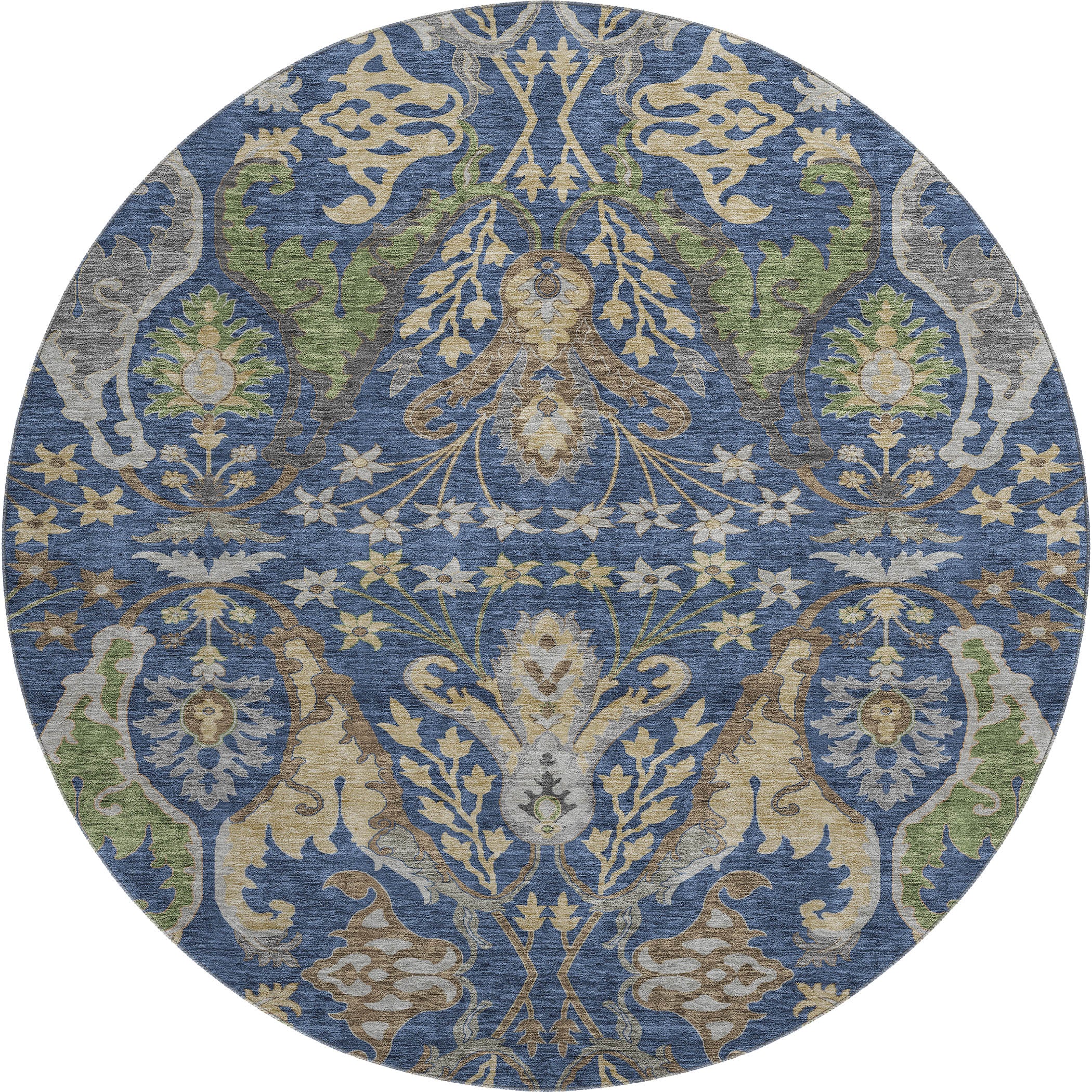 Tallinn Machine Washable Transitional Navy Blue Rug 8' x 8' #shape_Round